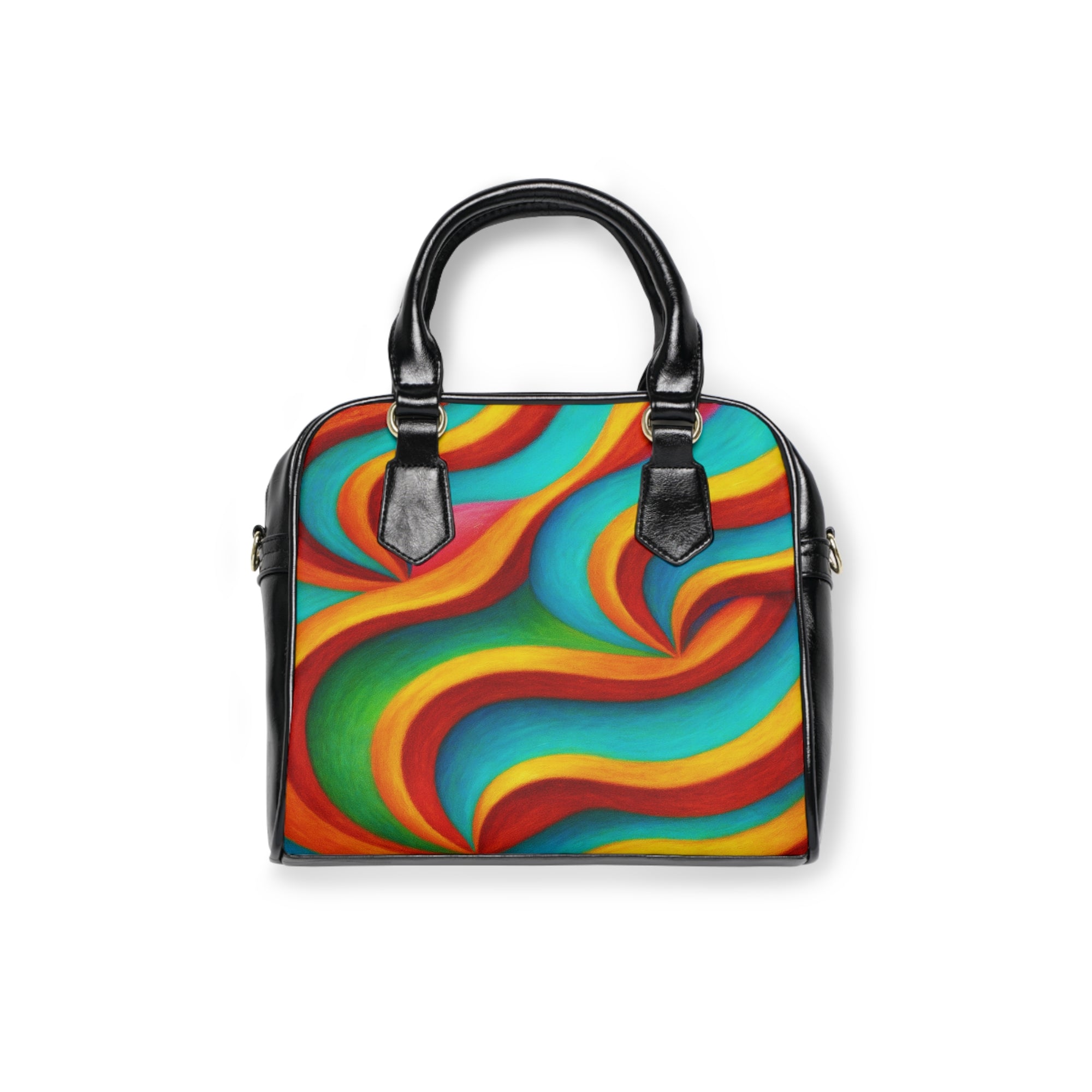 Retro Rainbow Swirl Handbag | Colorful Vintage Style Shoulder Bag