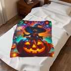 Halloween Witch Blanket | Spooky Pumpkin Throw | Cozy Fall Decor