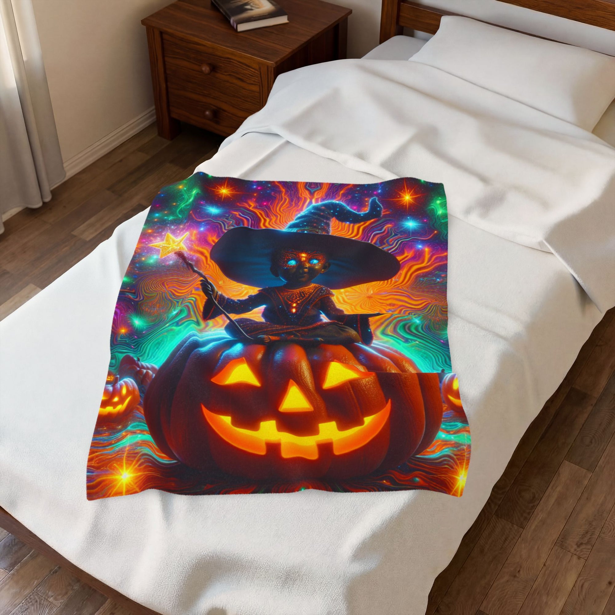 Halloween Witch Blanket | Spooky Pumpkin Throw | Cozy Fall Decor