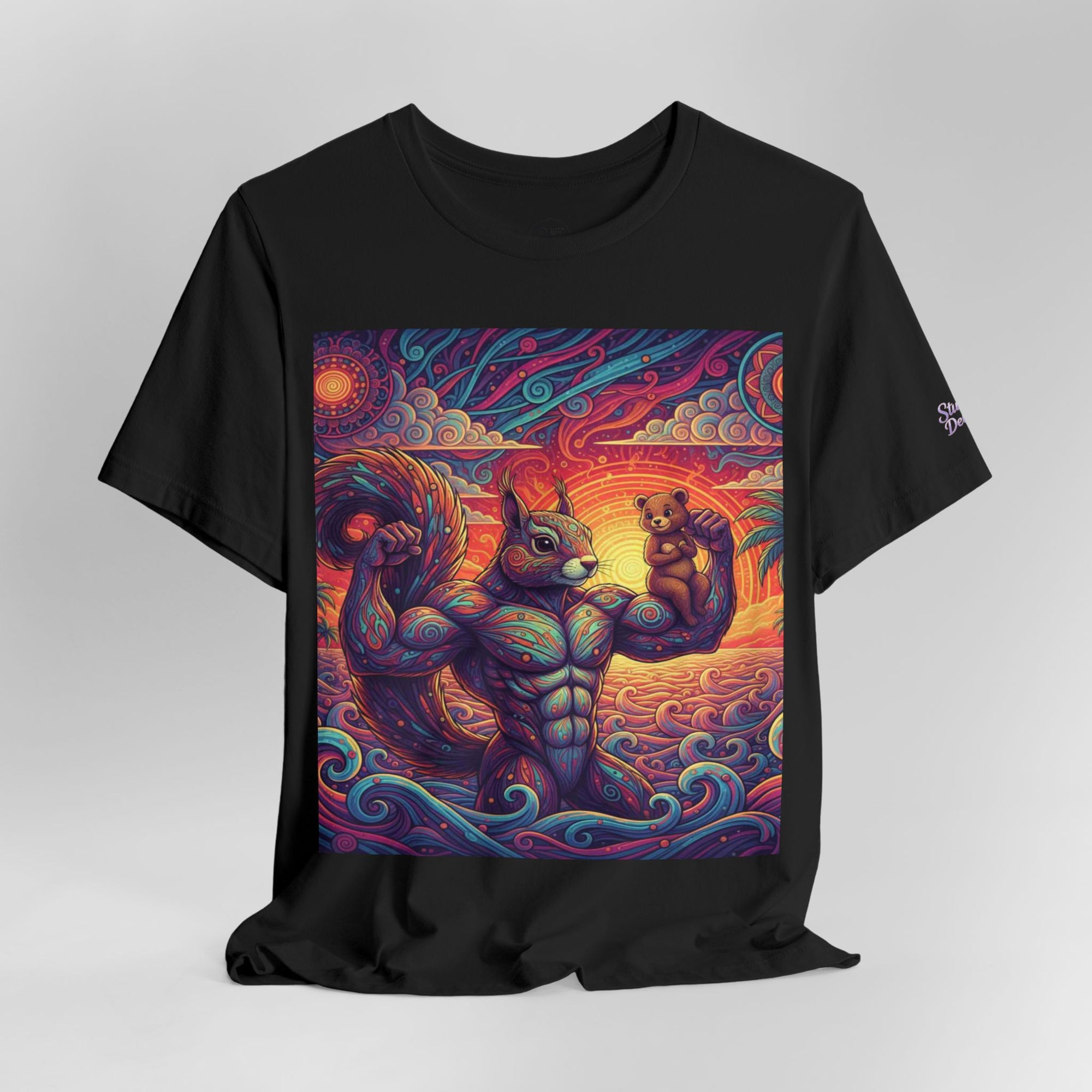 Muscular Squirrel Warrior T-Shirt | Fantasy Animal Design | Colorful Unisex Graphic Shirt