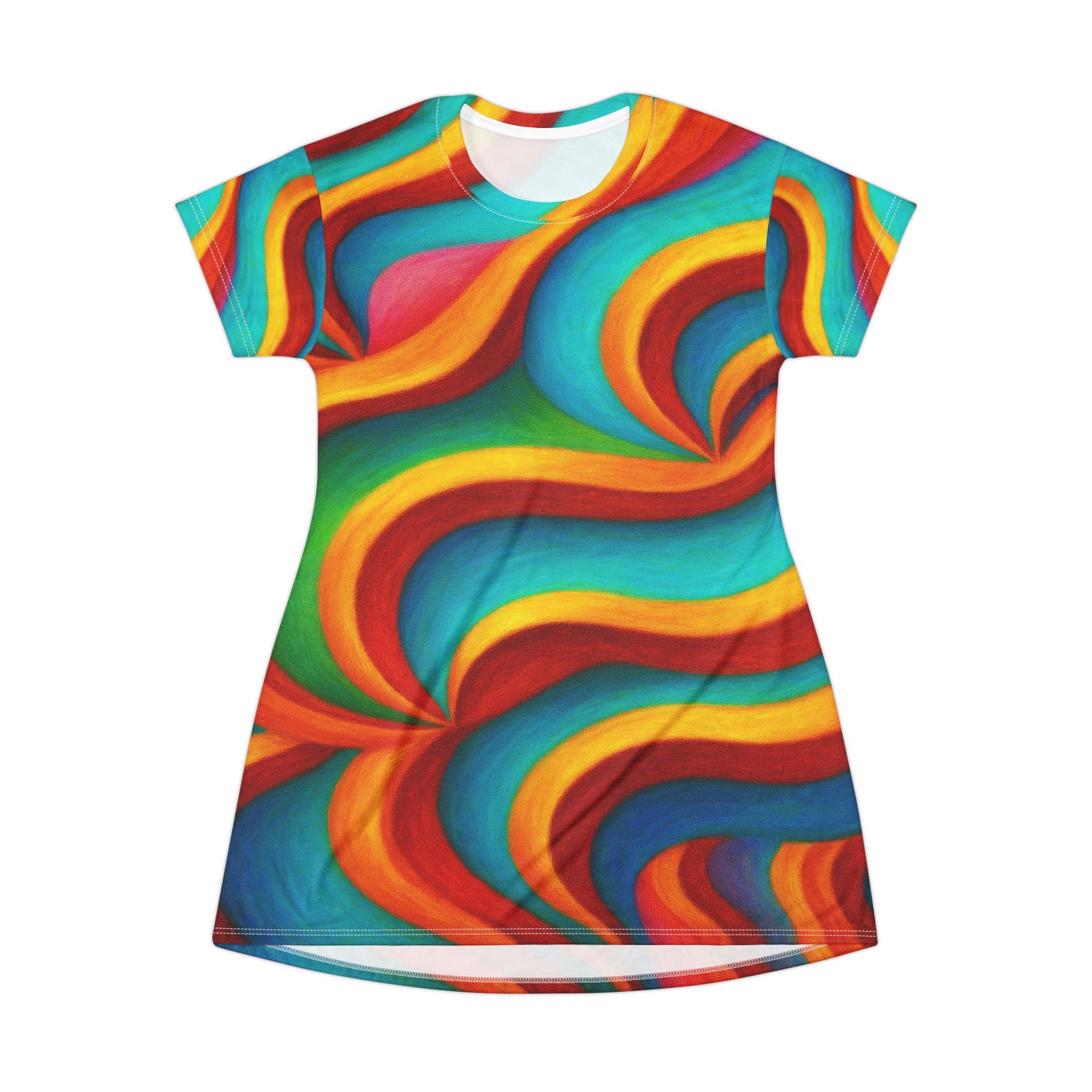 Rainbow Wave T-Shirt Dress | Colorful Bodycon Dress | Summer Casual Outfit