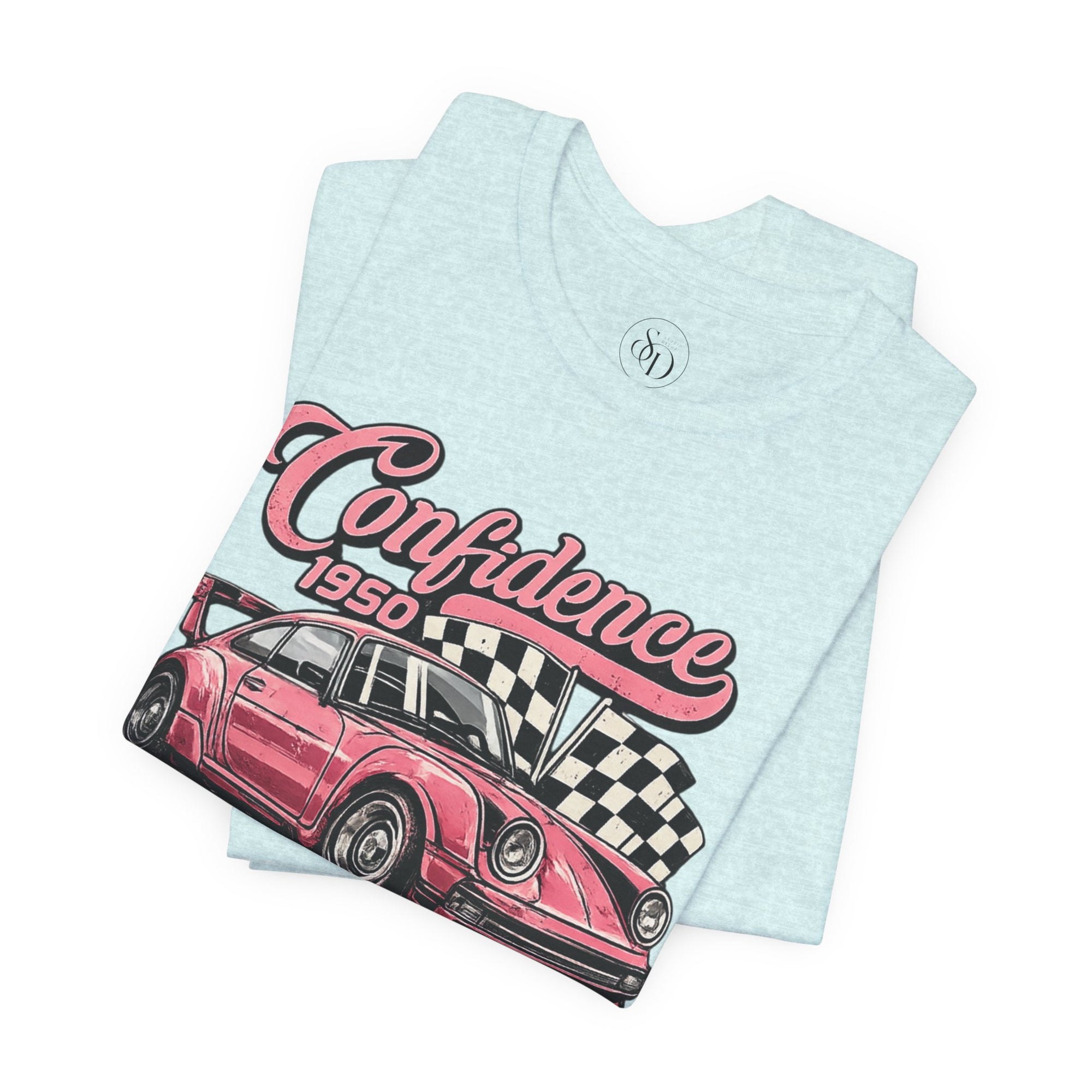 Vintage Pink Porsche 1950 Racing Tee | Confidence No Fear At All