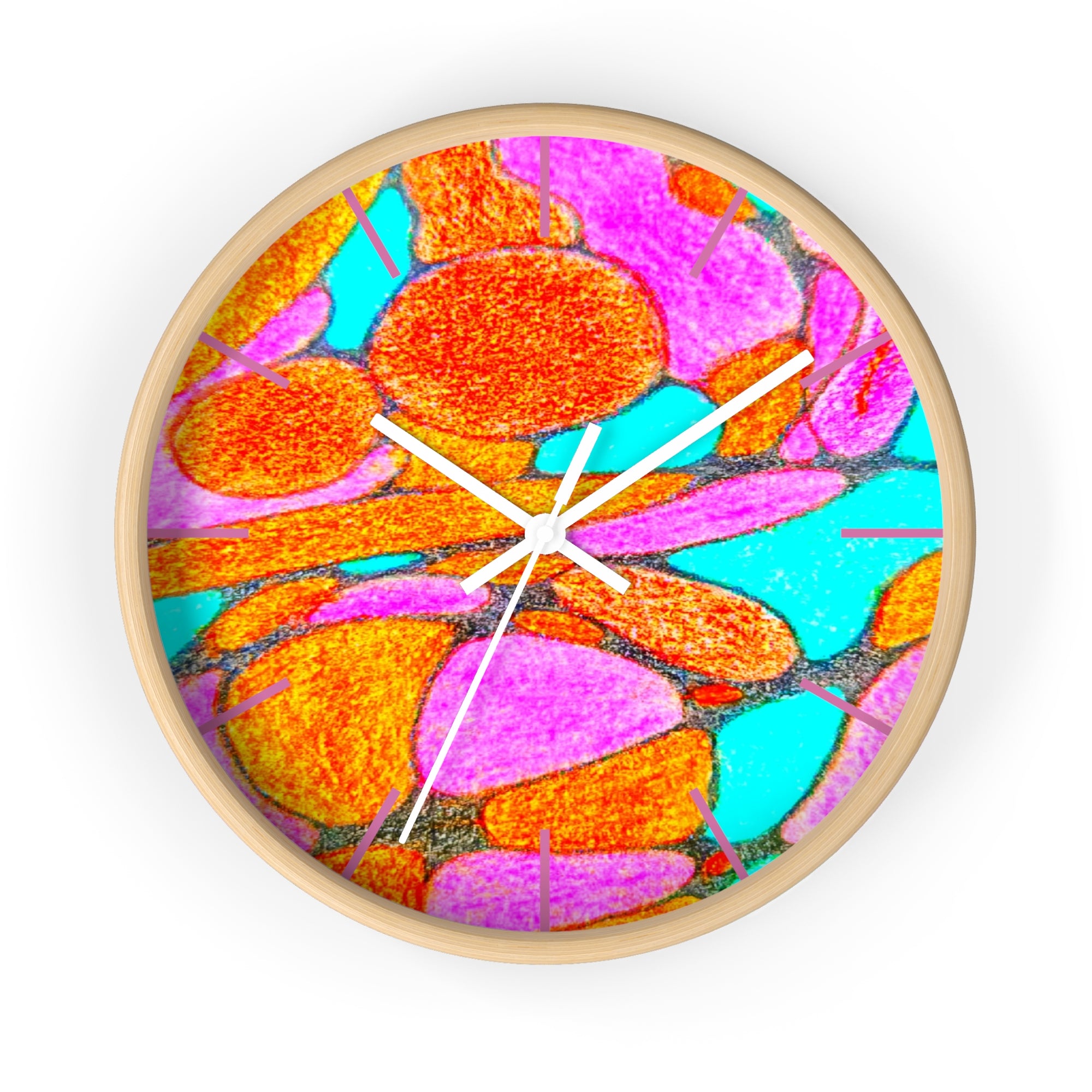 Abstract Pink Orange Teal Wall Clock | Modern Geometric Pop Art Decor | Silent Unique Gift