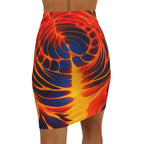 Fiery Red Mini Skirt | Abstract Bodycon Skirt | Night Out Outfit