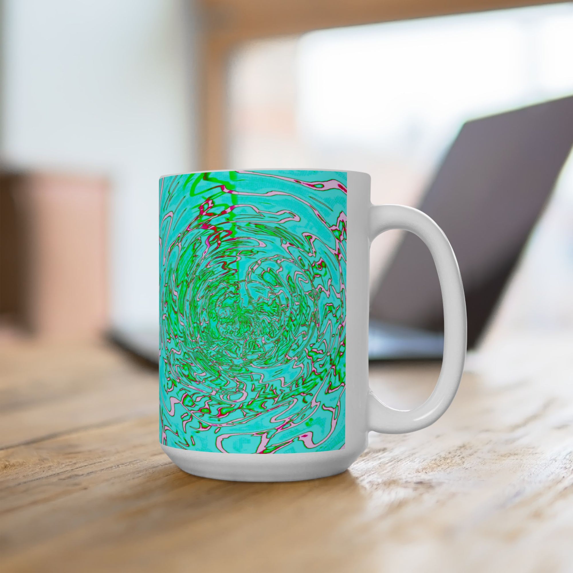 Green Abstract Mug | Modern Ceramic Coffee Cup | Nature Inspired Gift