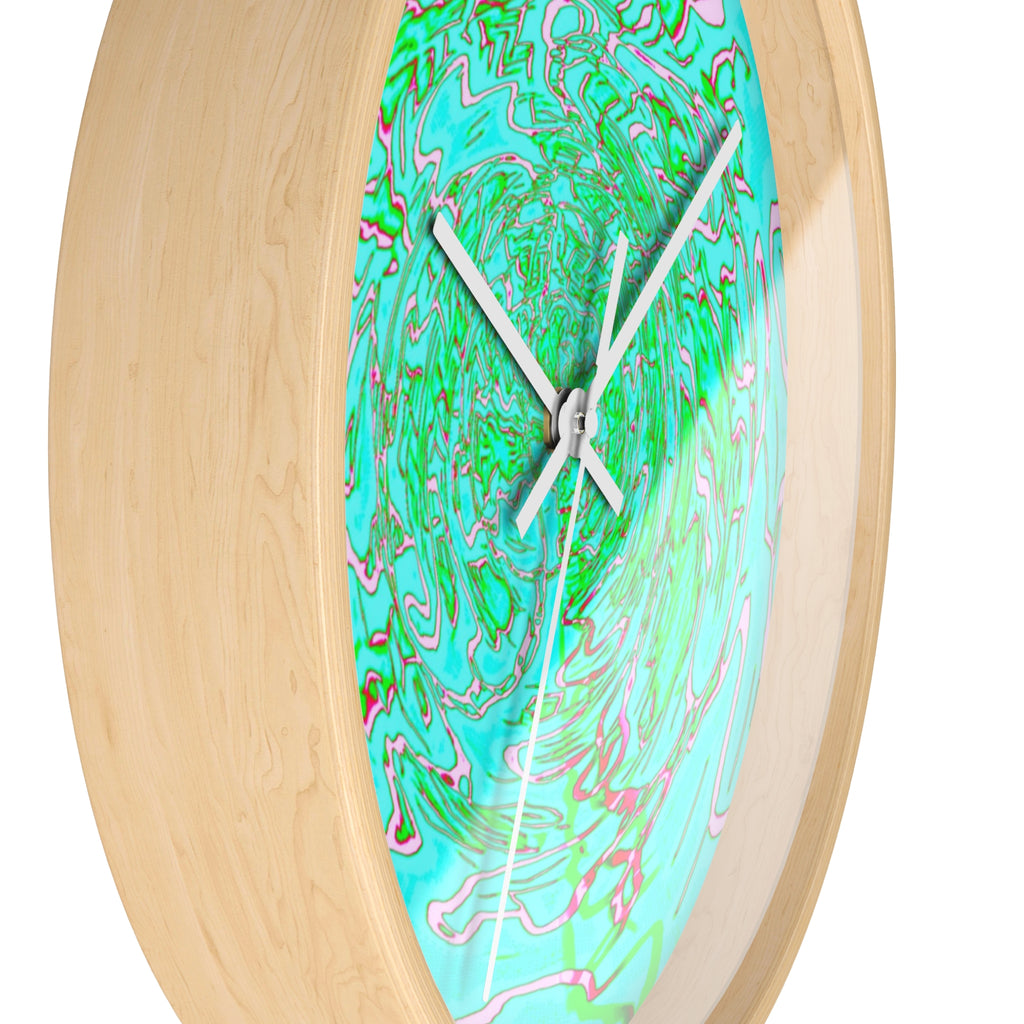 Abstract Green Turquoise Wall Clock | Silent Modern Swirl Home Decor | Unique Gift