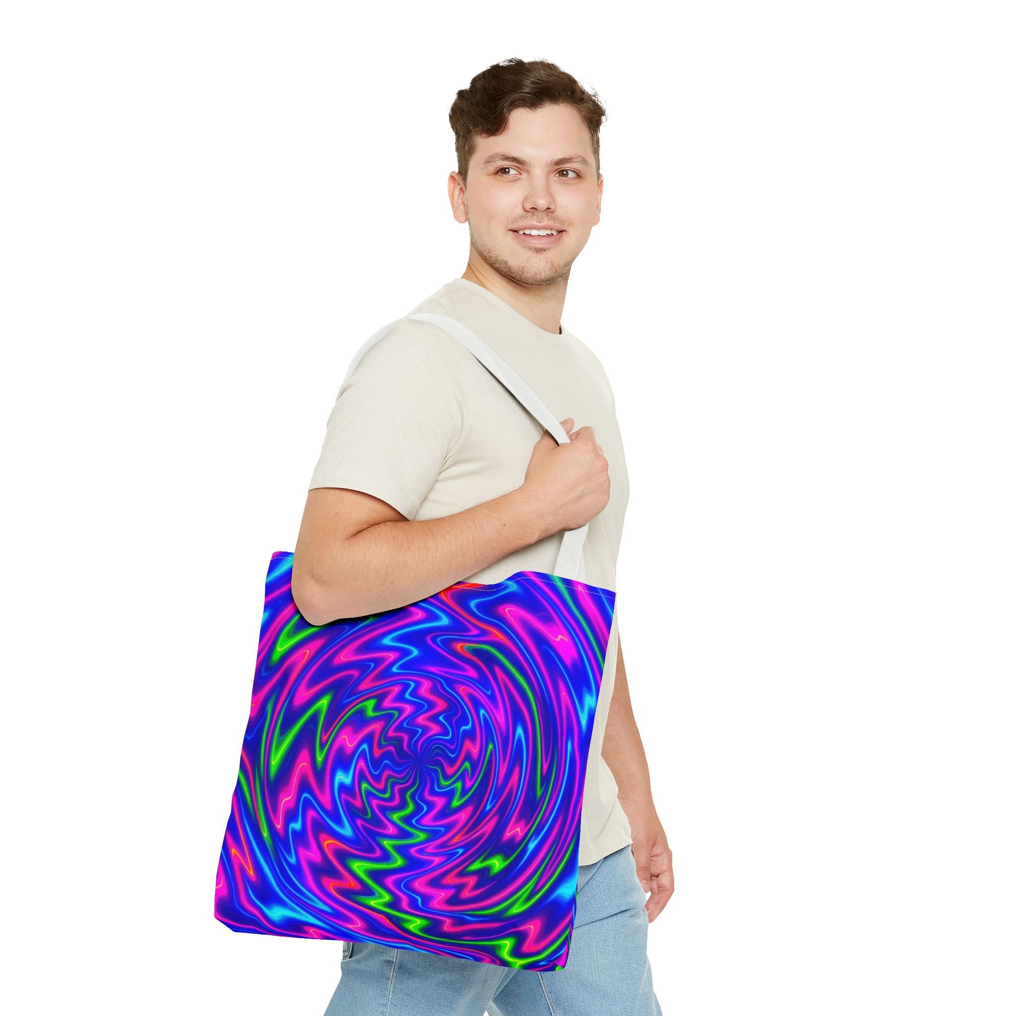 Neon Psychedelic Tote | Colorful Swirl Art Bag