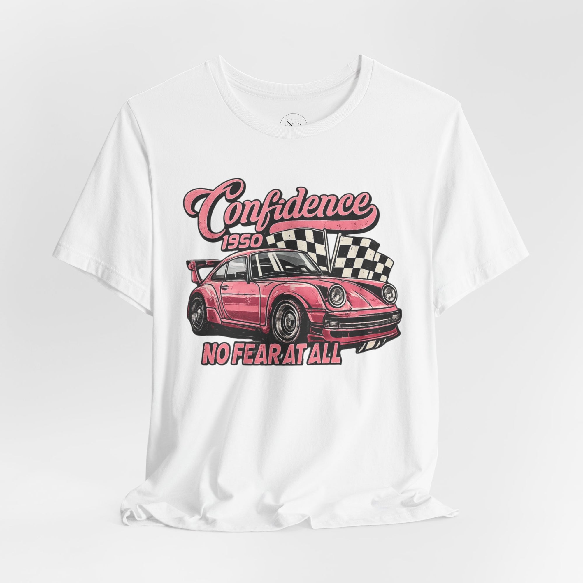 Vintage Pink Porsche 1950 Racing Tee | Confidence No Fear At All