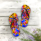 Vibrant Artistic Flip Flops | Colorful Summer Beach Sandals