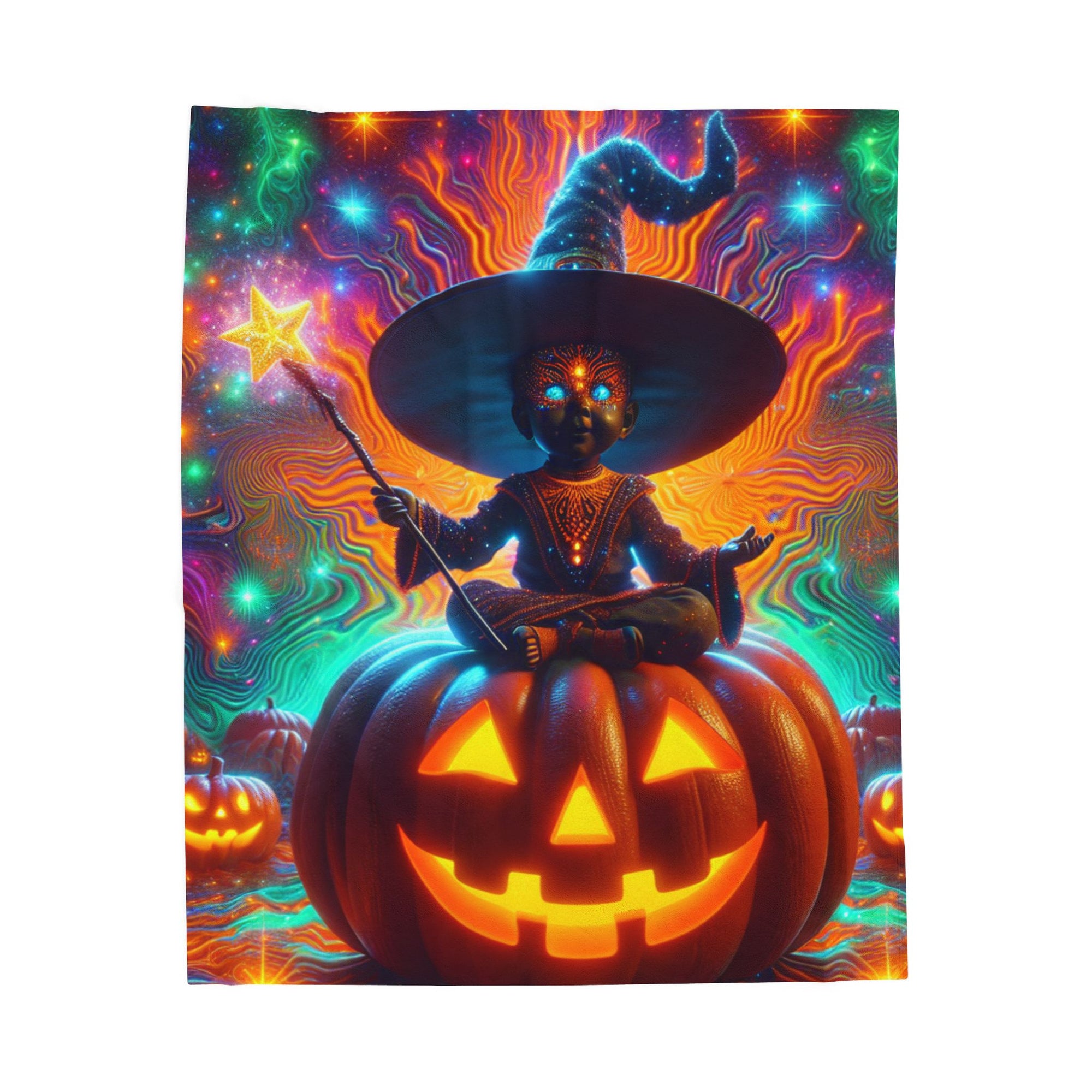 Halloween Witch Blanket, Spooky Pumpkin Throw, Cozy Fall Bedding, Vibrant Halloween Decor, Witchy Home Gift, Soft Fleece Blanket