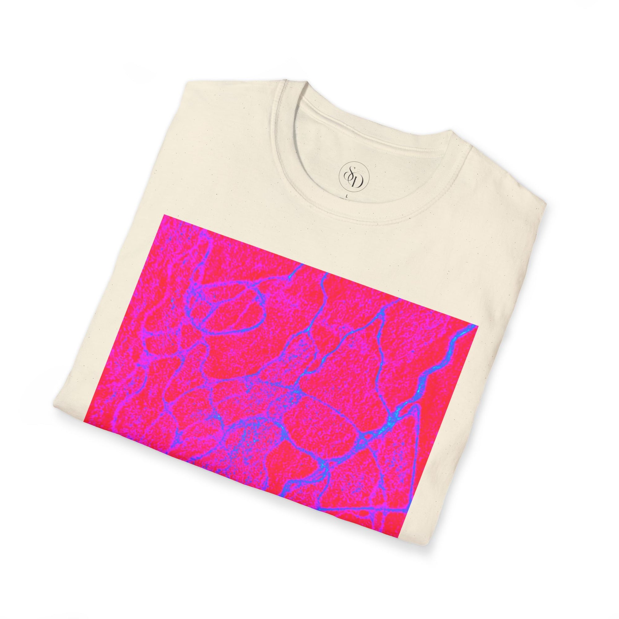 Neon Pink Plasma Abstract Unisex Tee | Vibrant Marble Graphic Shirt