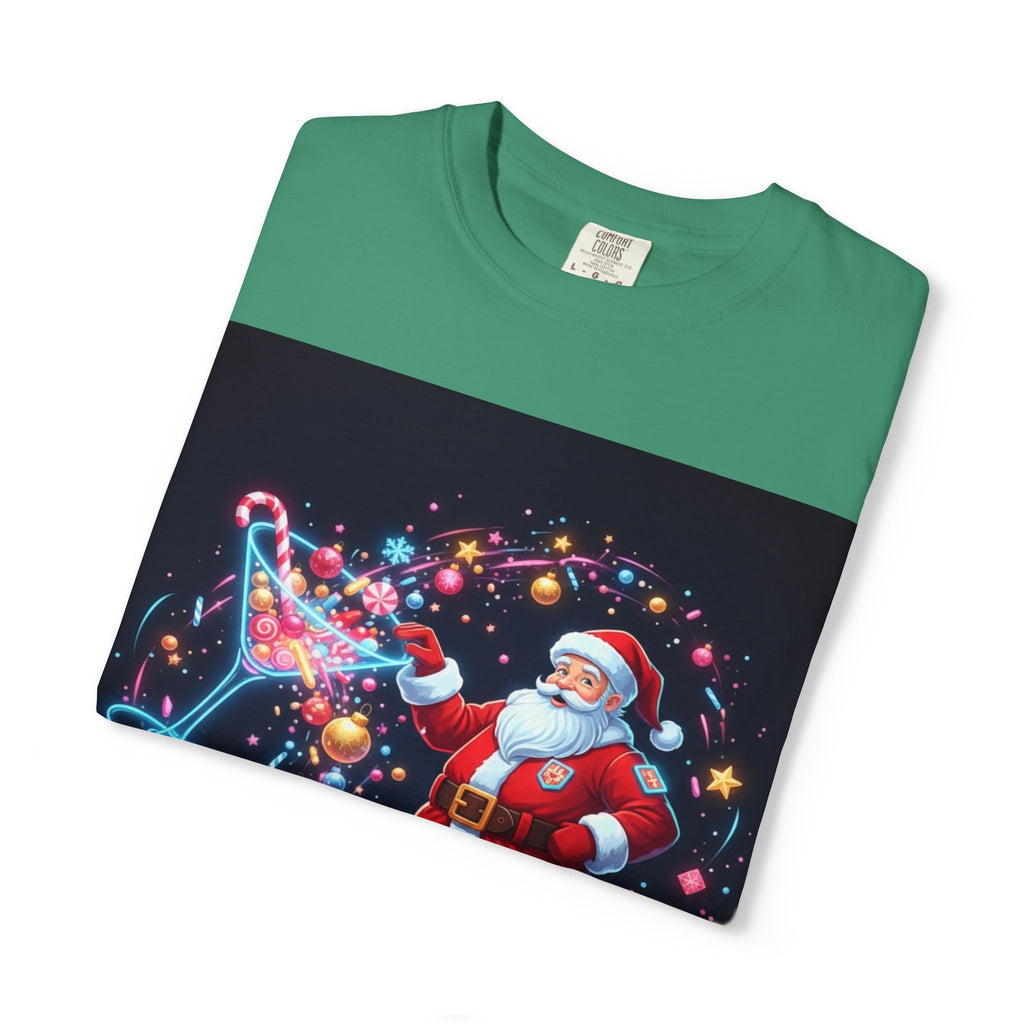 Santa Wizard Illustration T-Shirt | Neon Magical Christmas Tee