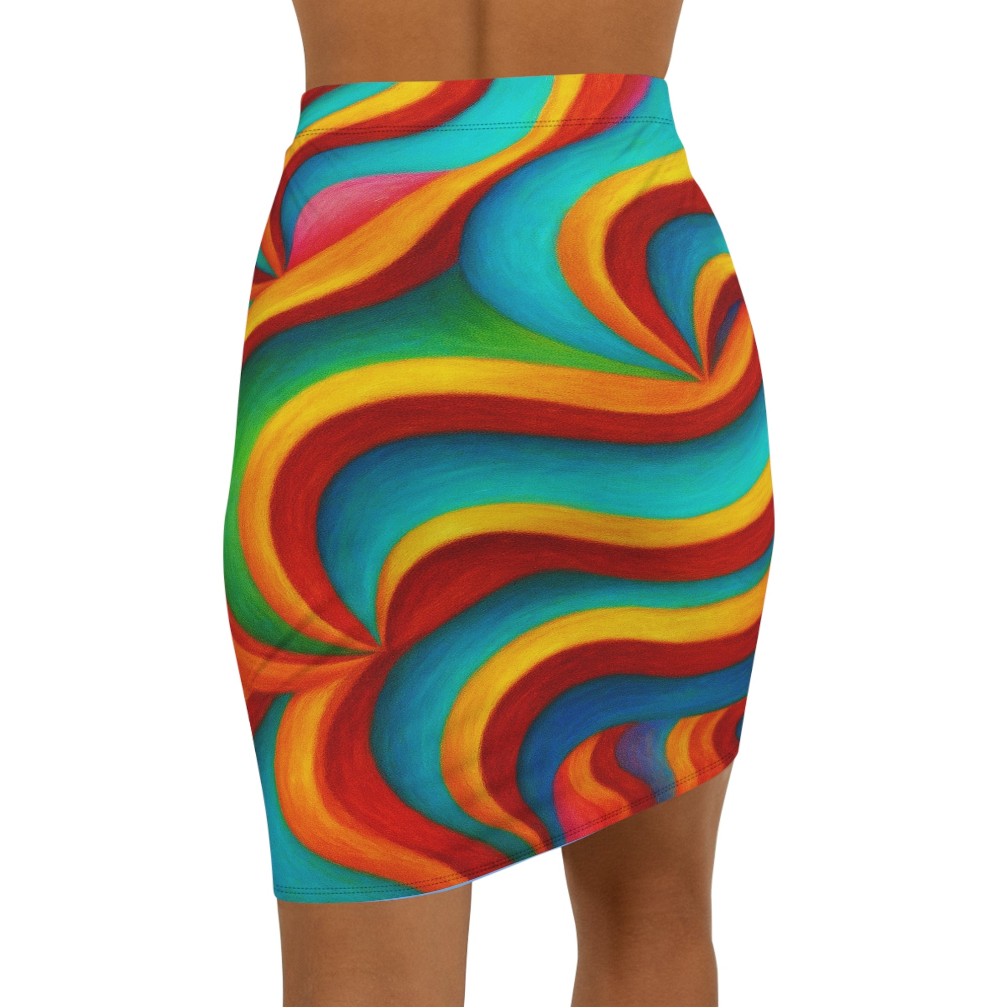Colorful Swirl Mini Skirt | Abstract Art Bodycon | Creative Outfit