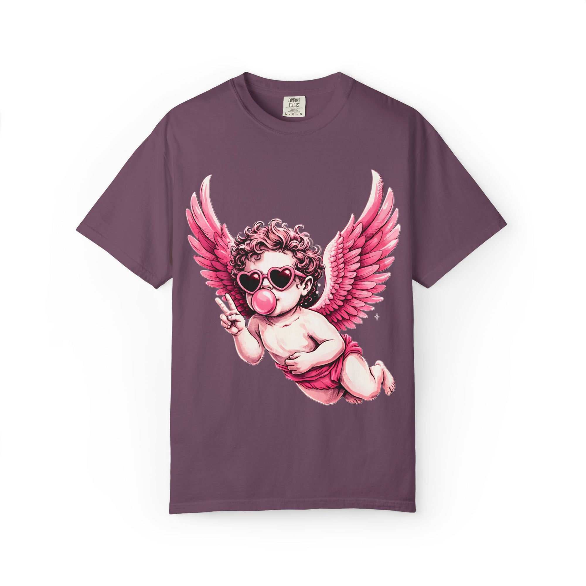 Pink Cherub Angel bubblegum sunglasses T-Shirt | Cupid winged baby graphic