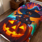 Halloween Witch Blanket | Spooky Pumpkin Throw | Cozy Fall Decor