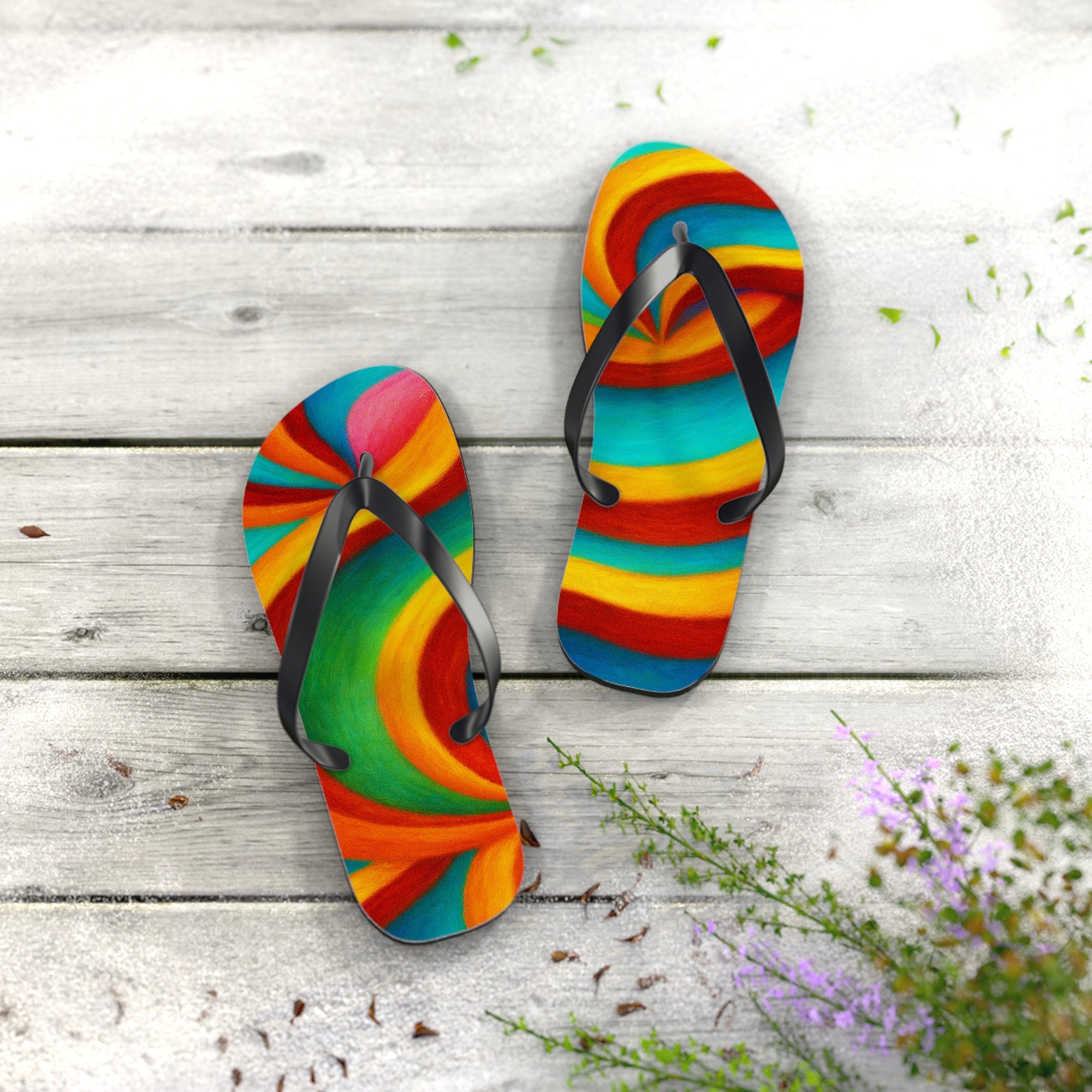 Colorful Artistic Flip Flops | Vibrant Summer Festival Sandals