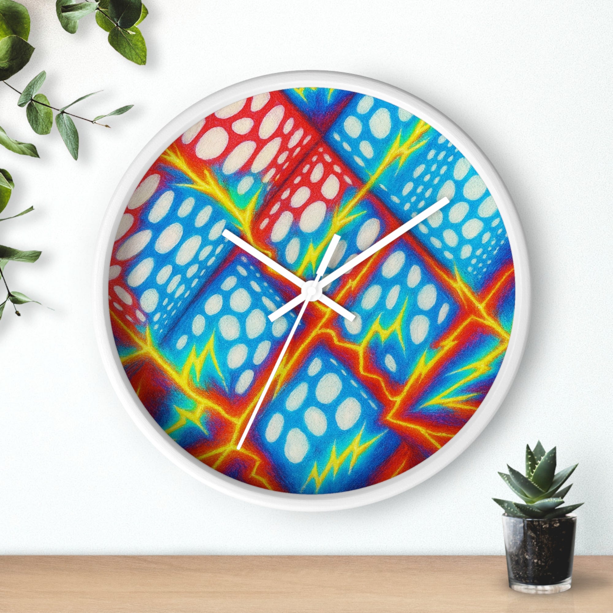 Geometric Cubes Abstract Wall Clock | Primary Color Pop Art Decor | Silent Unique Gift