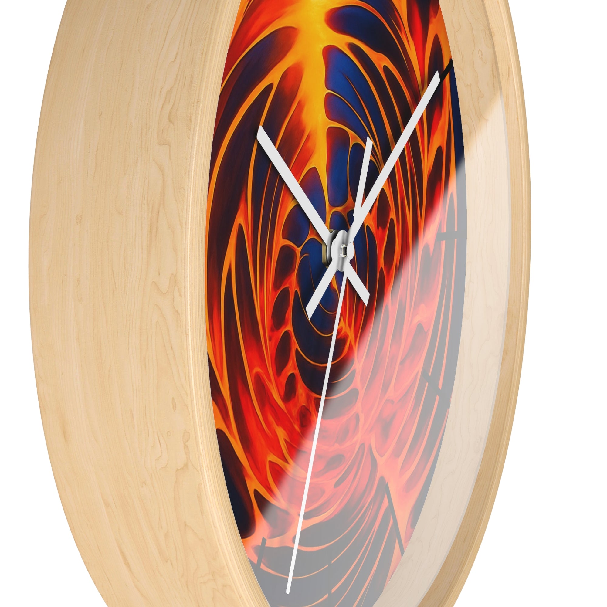 Abstract Fire Vortex Wall Clock | Red Orange Swirl Home Decor | Unique Silent Gift