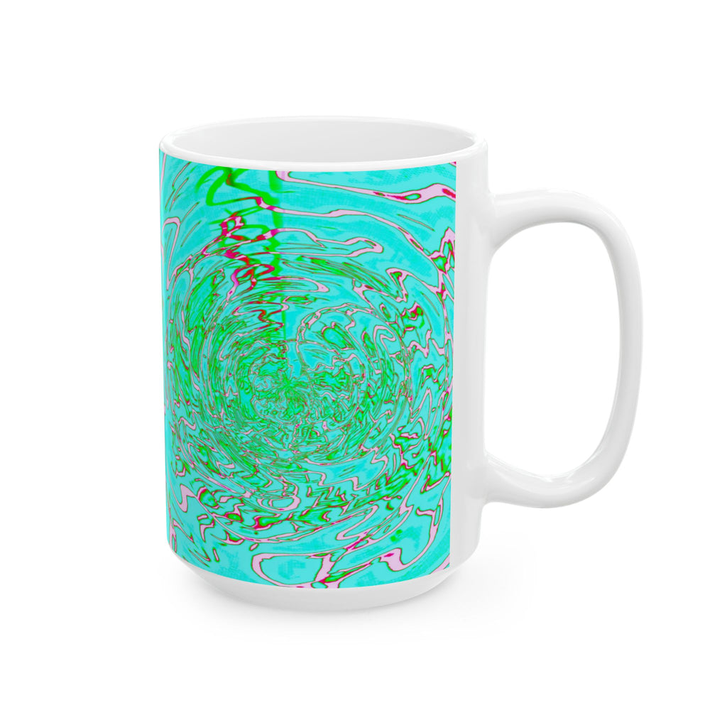 Green Abstract Ceramic Mug for Coffee or Tea, Modern Kitchen Accent & Unique Gift for Nature Lovers and Creative Souls
