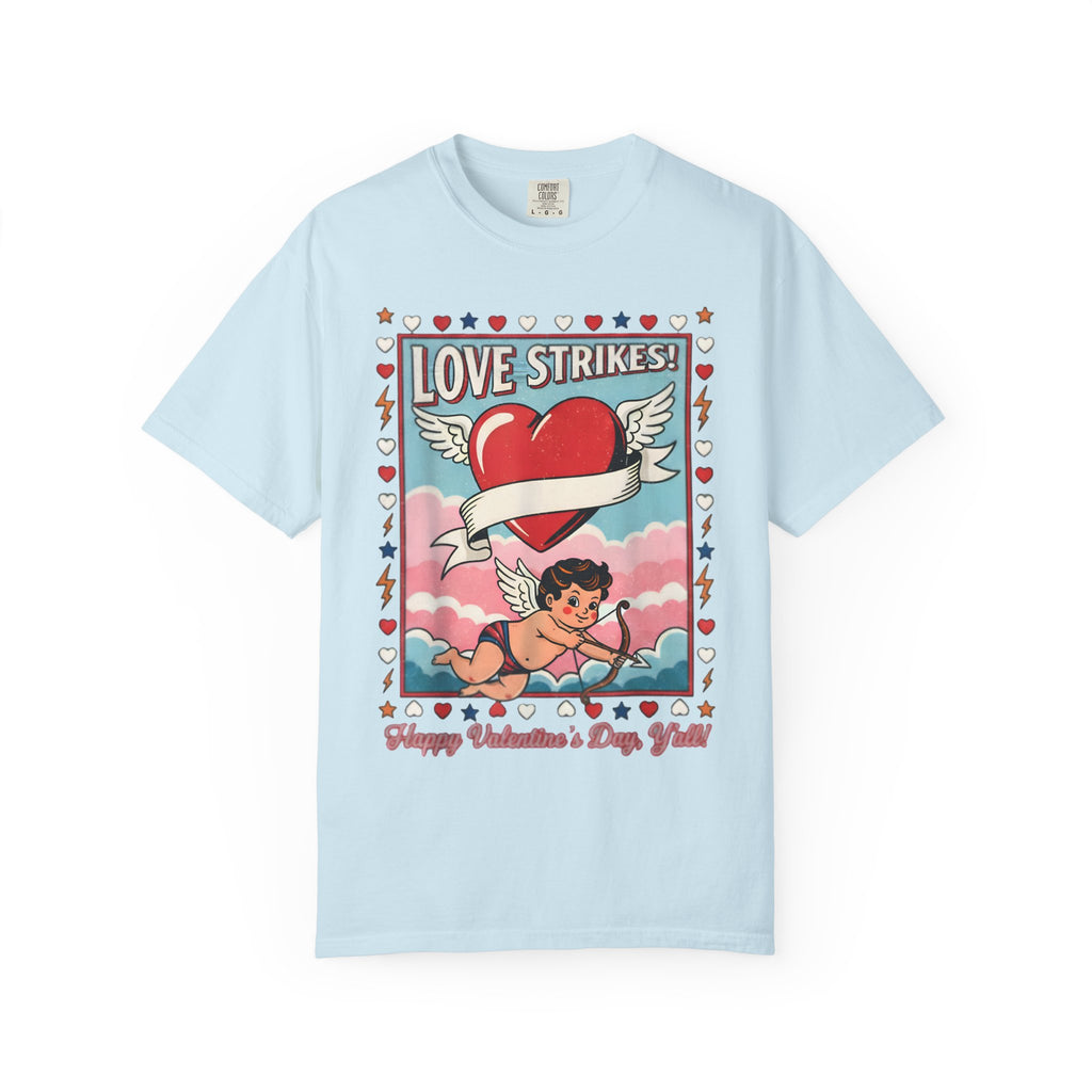 Love Strikes Cupid Heart T-Shirt | Valentine's Day Retro Graphic