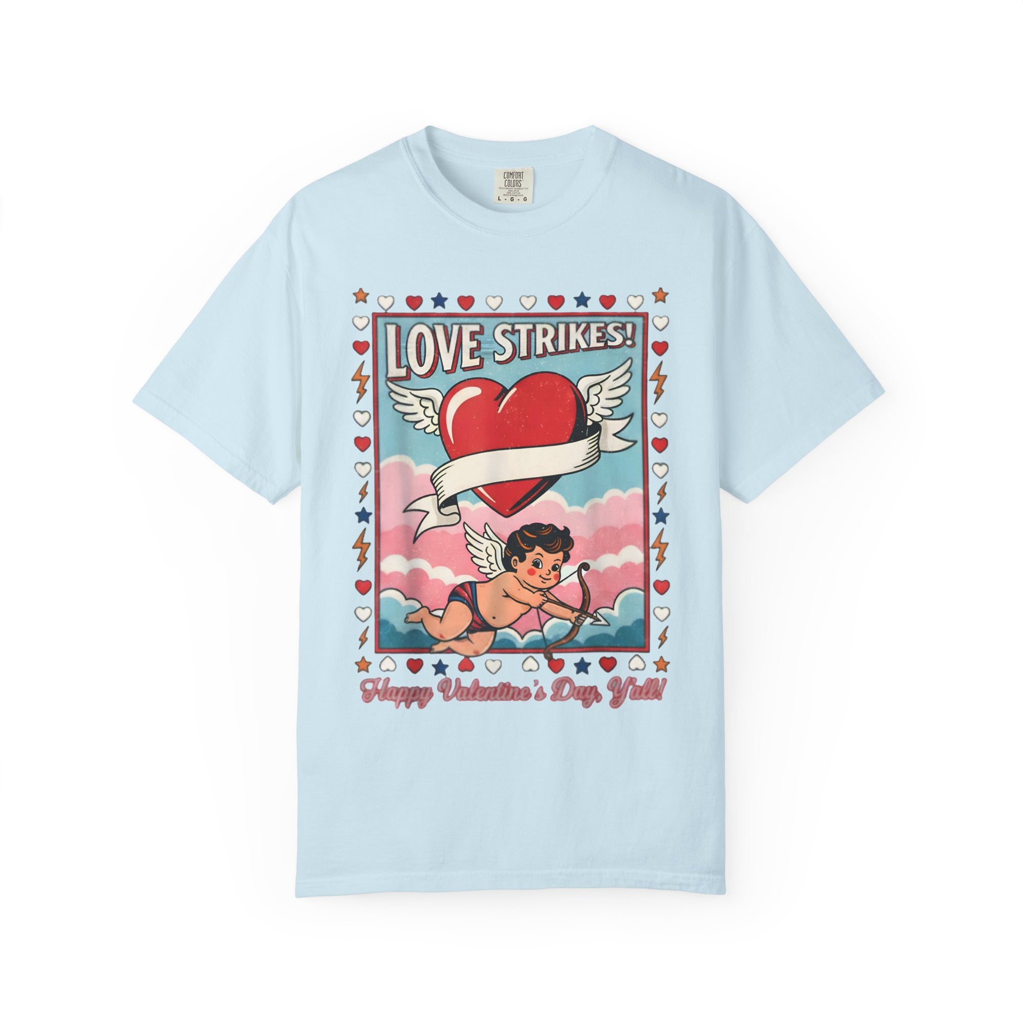 Love Strikes Cupid Heart T-Shirt | Valentine's Day Retro Graphic