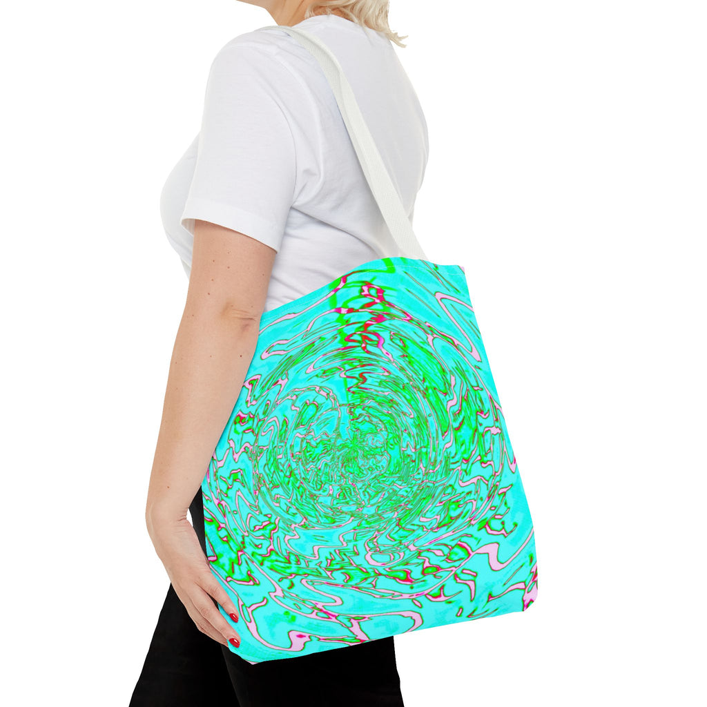 Ocean Swirl Tote Bag | Turquoise Abstract Beach Shopper