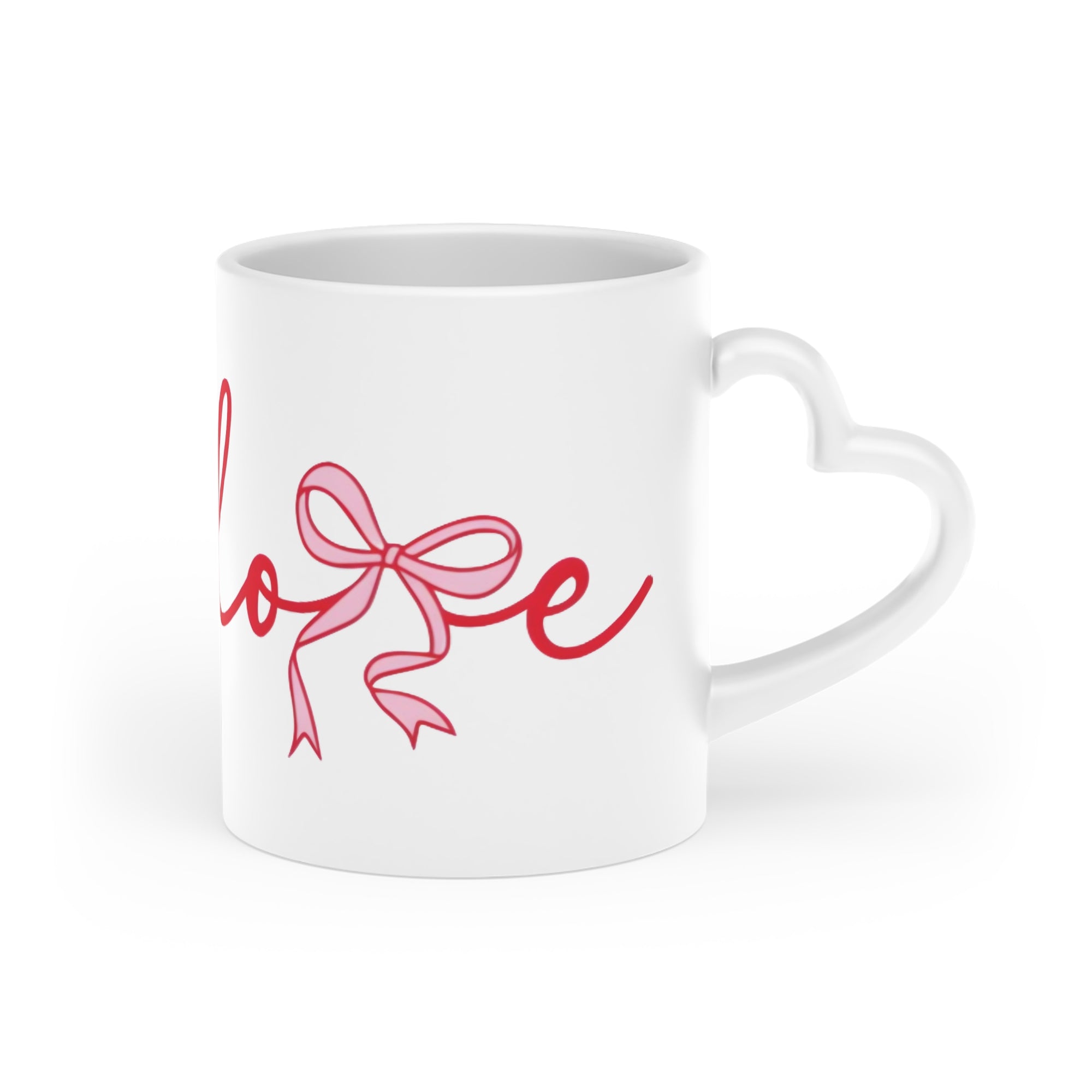 Heart Handle Mug | White Ceramic Coffee Cup, Valentine's Day Gift