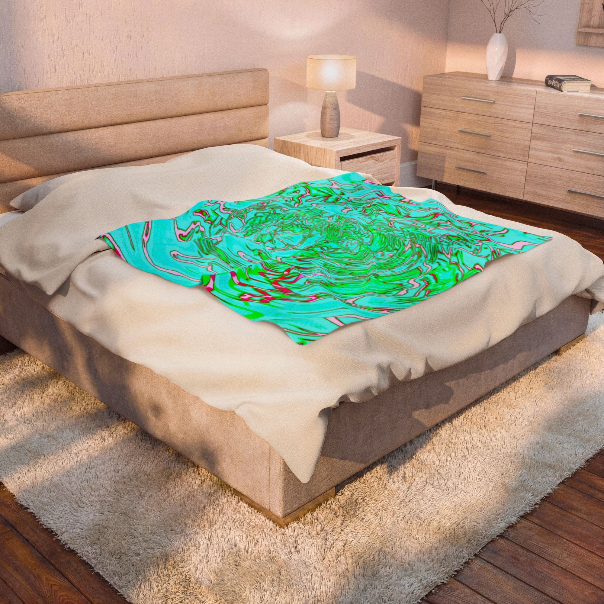 Watercolor Plush Blanket | Colorful Velveteen Throw | Cozy Home Decor