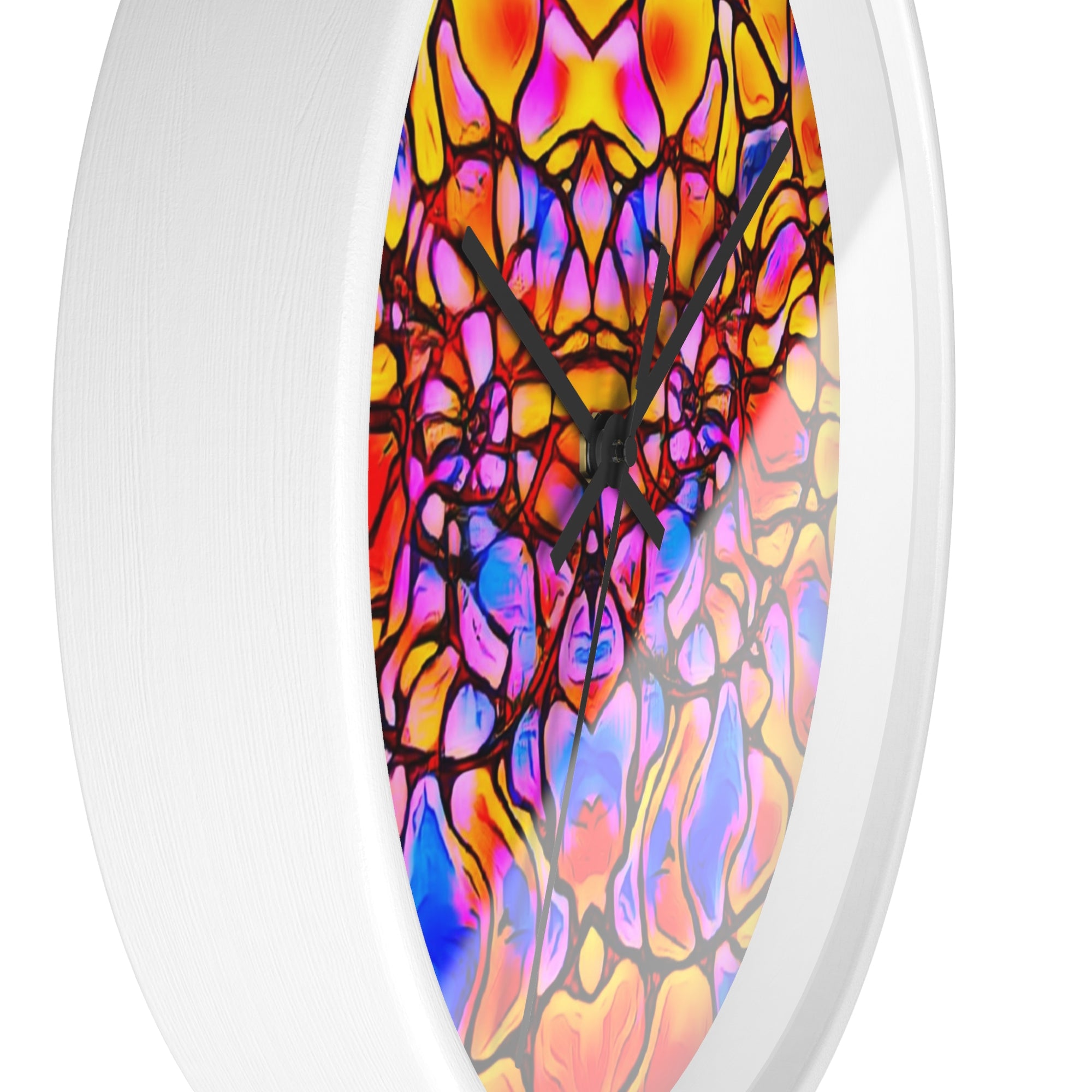 Stained Glass Kaleidoscope Wall Clock | Jewel Tone Abstract Home Decor | Silent Art Gift