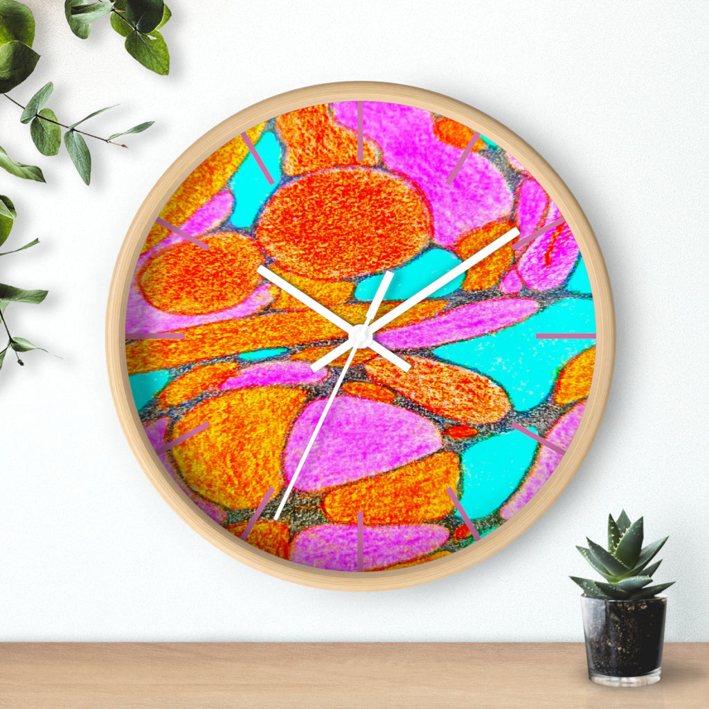 Abstract Pink Orange Teal Wall Clock | Modern Geometric Pop Art Decor | Silent Unique Gift