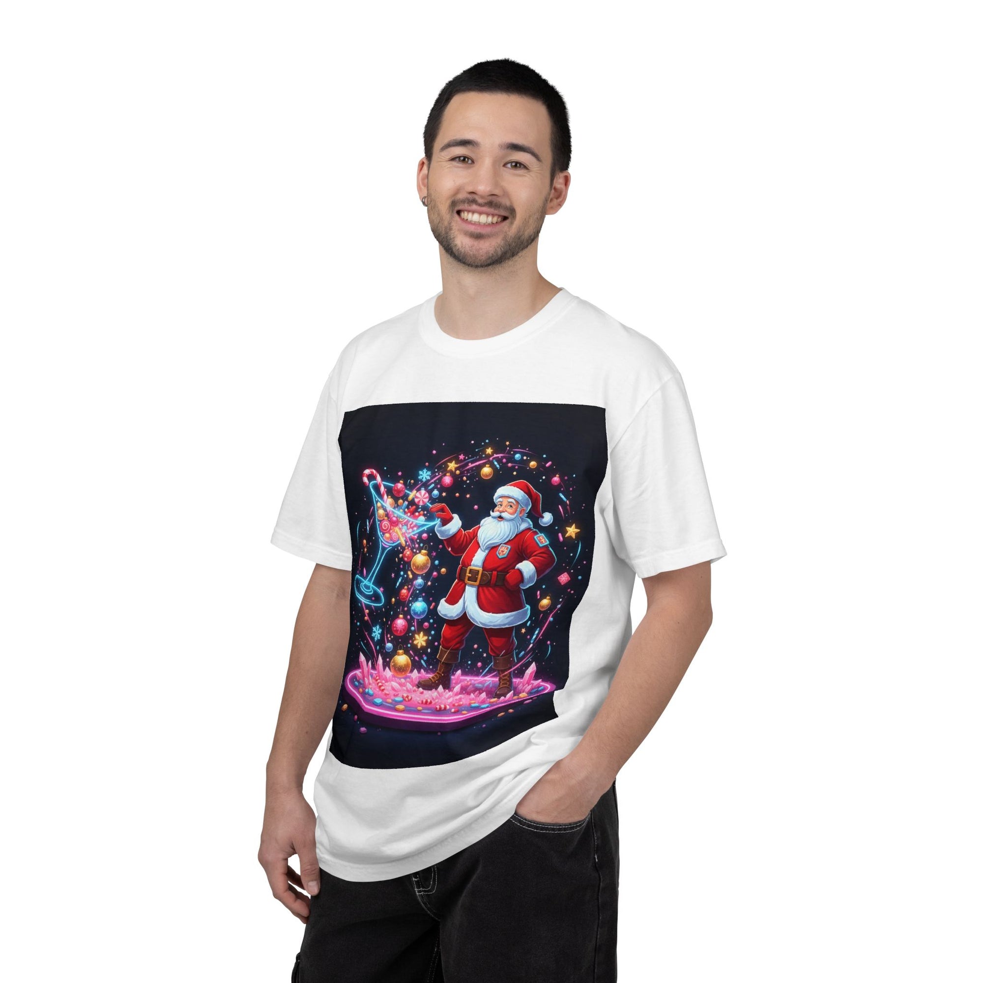 Santa Wizard Illustration T-Shirt | Neon Magical Christmas Tee