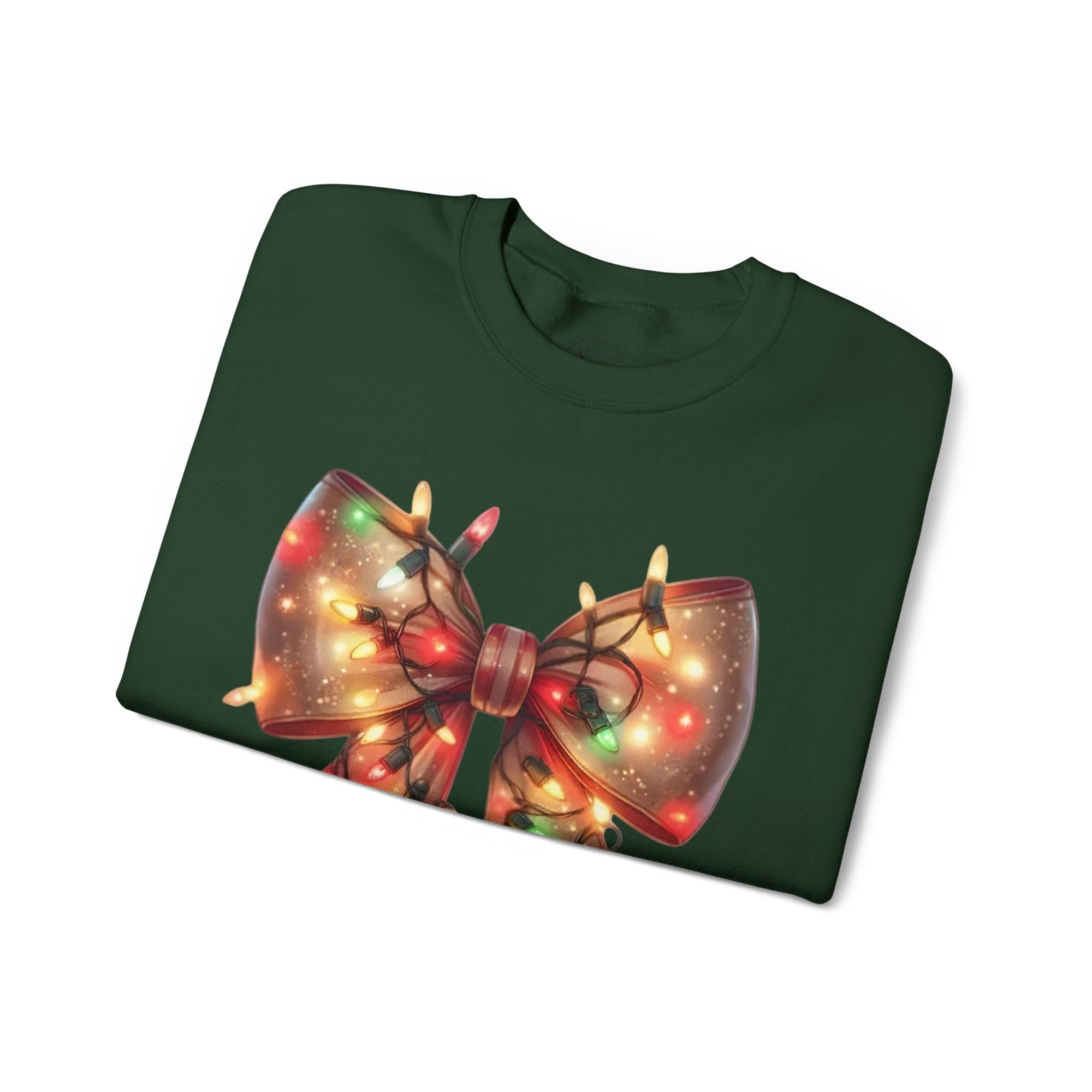 Festive Christmas Bow Sweatshirt | Holiday Lights Ribbon Pullover