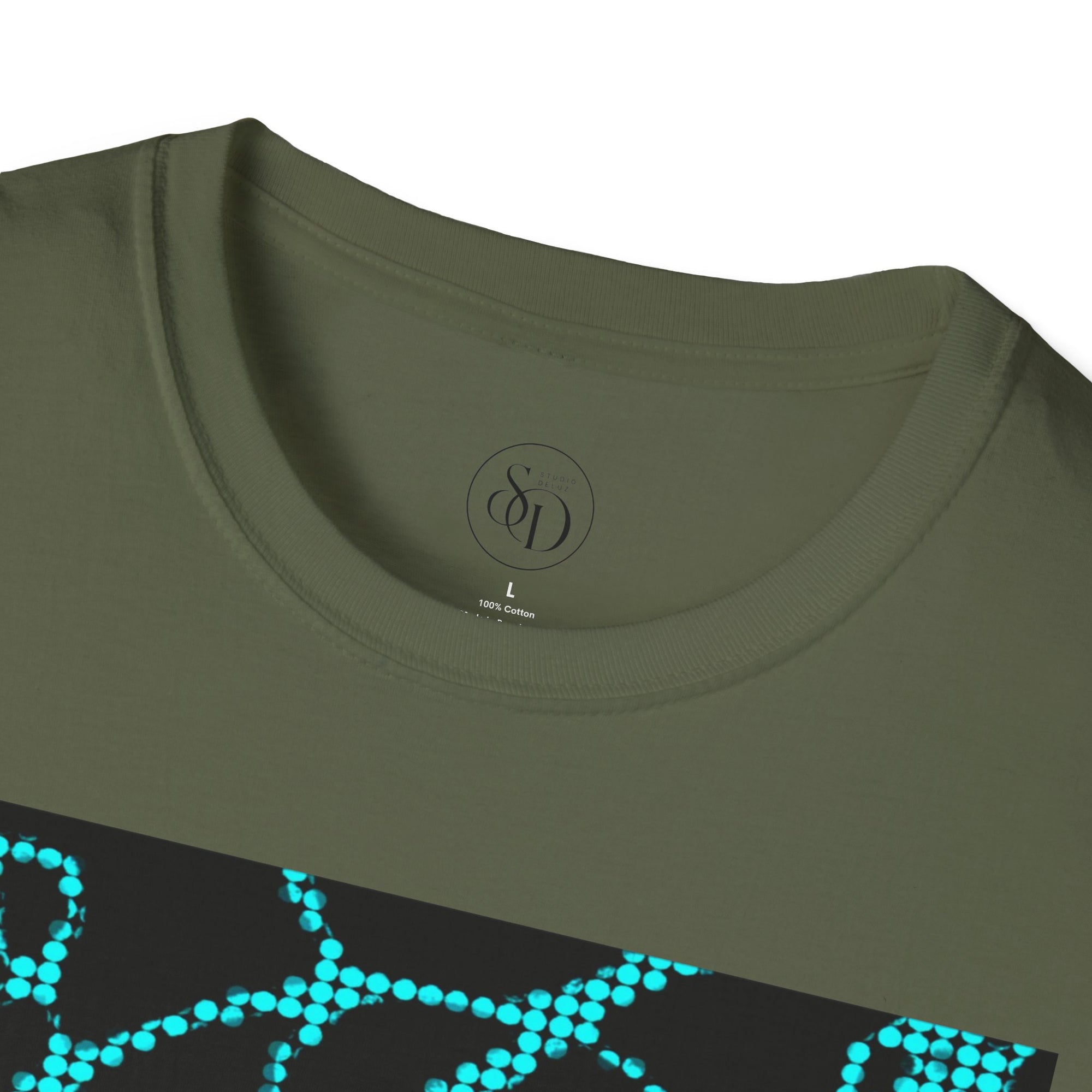 Neural Pattern T-Shirt | Black Turquoise Tech Aesthetic Tee