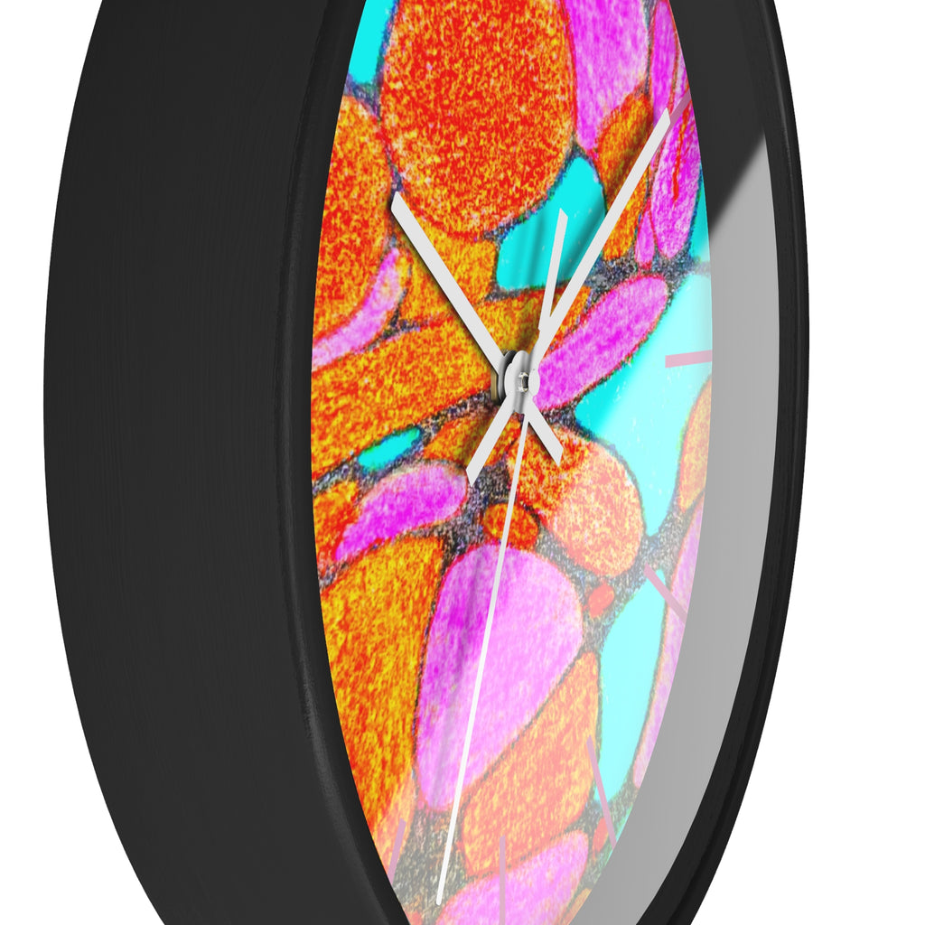 Abstract Pink Orange Teal Wall Clock | Modern Geometric Pop Art Decor | Silent Unique Gift