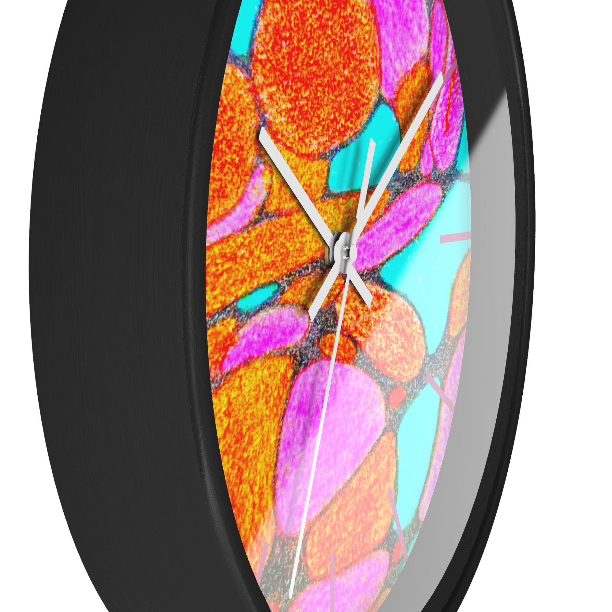 Abstract Pink Orange Teal Wall Clock | Modern Geometric Pop Art Decor | Silent Unique Gift