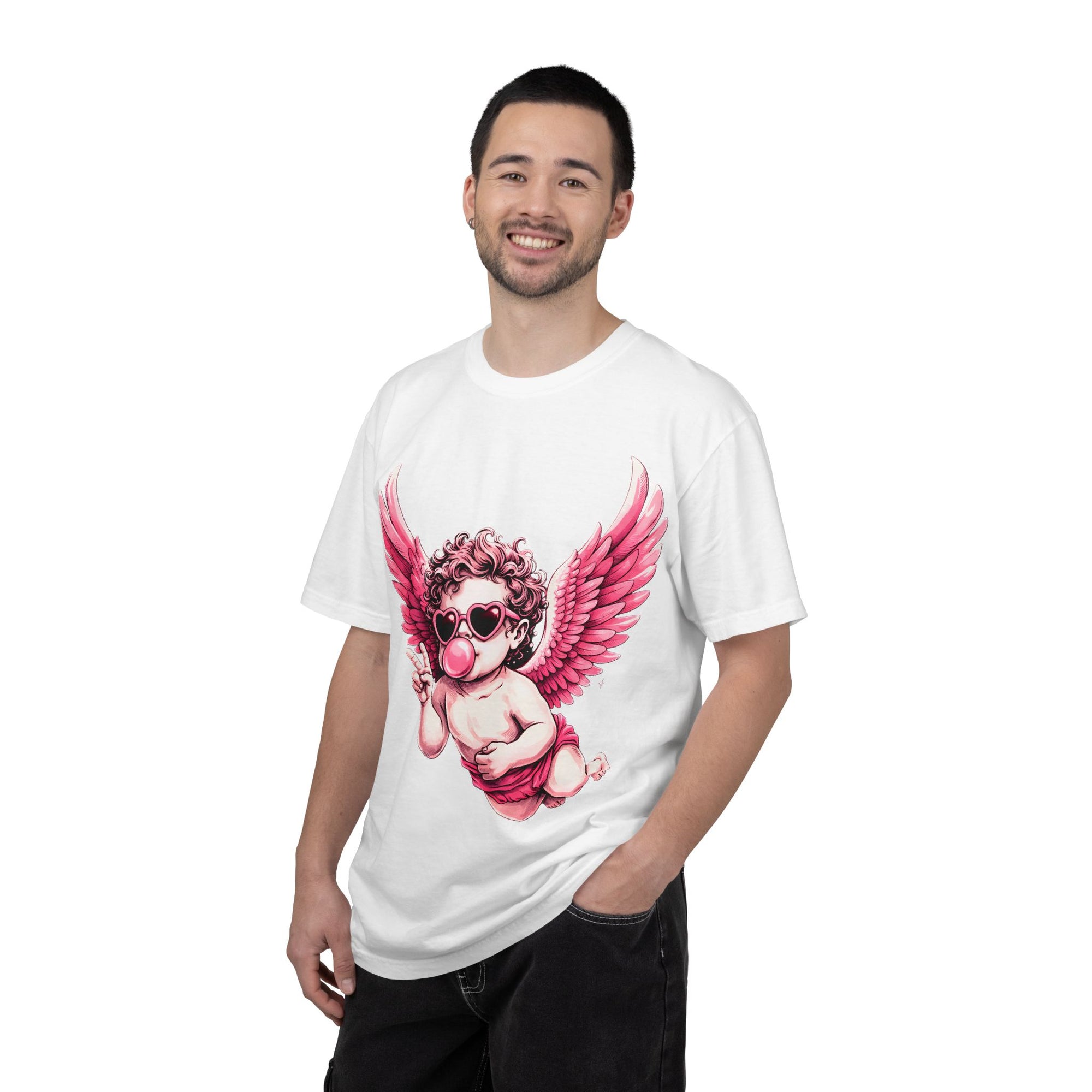 Pink Cherub Angel bubblegum sunglasses T-Shirt | Cupid winged baby graphic