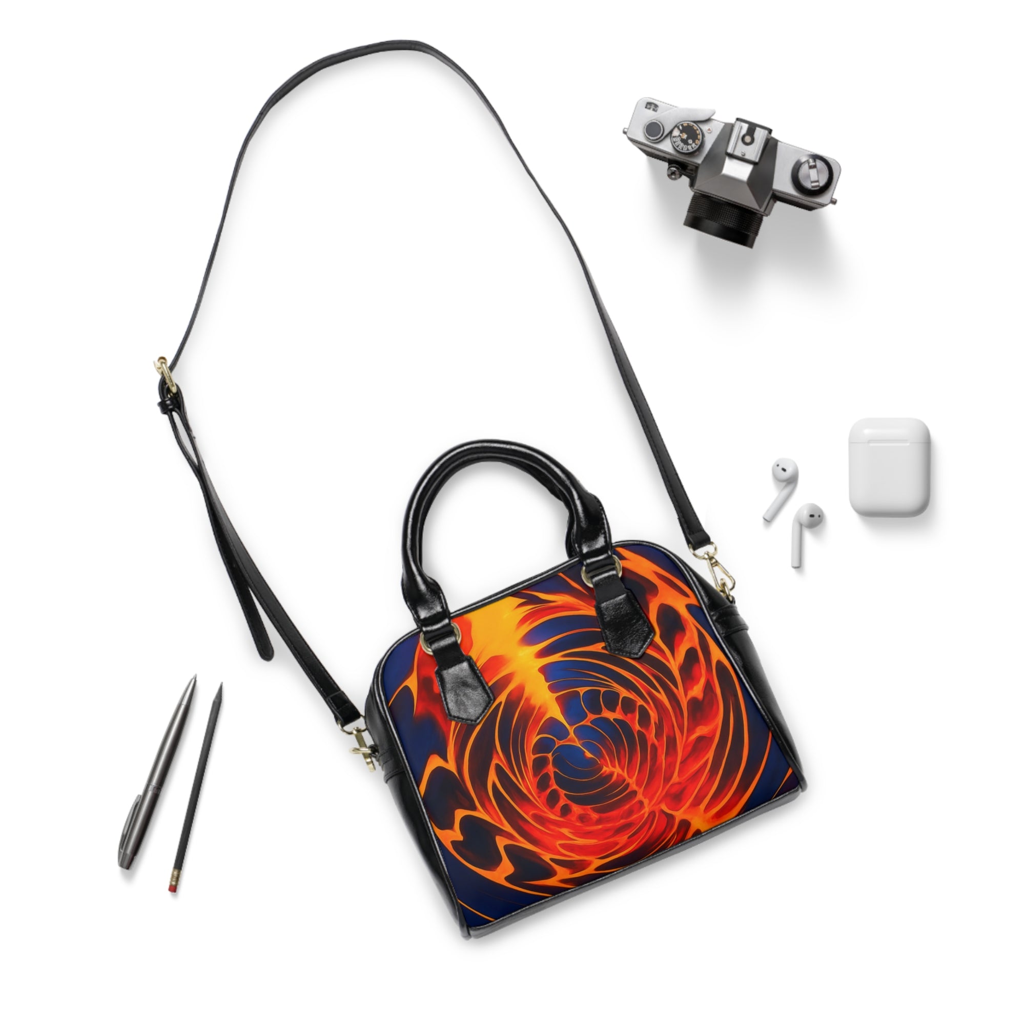 Fiery Spiral Handbag | Red Flame Abstract Statement Bag
