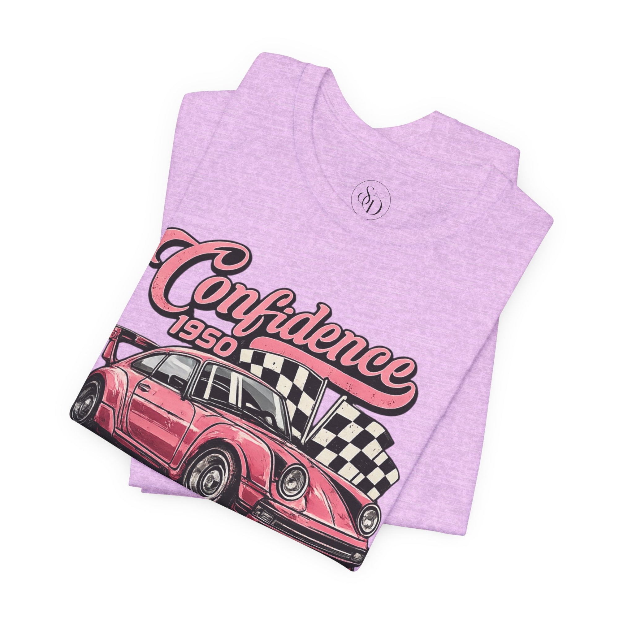 Vintage Pink Porsche 1950 Racing Tee | Confidence No Fear At All