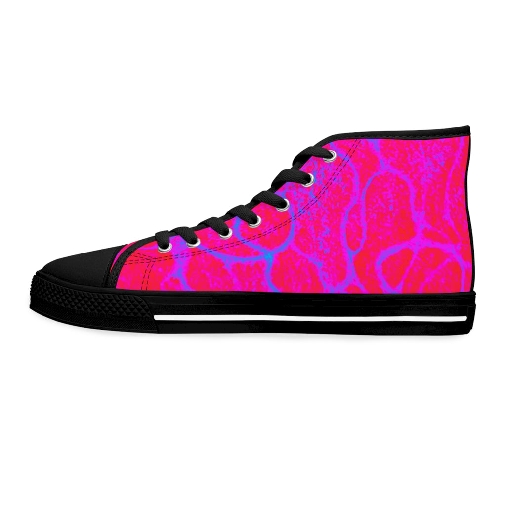 Women’s High Top Sneakers | Pink Blue Neuro-Art Canvas Shoes