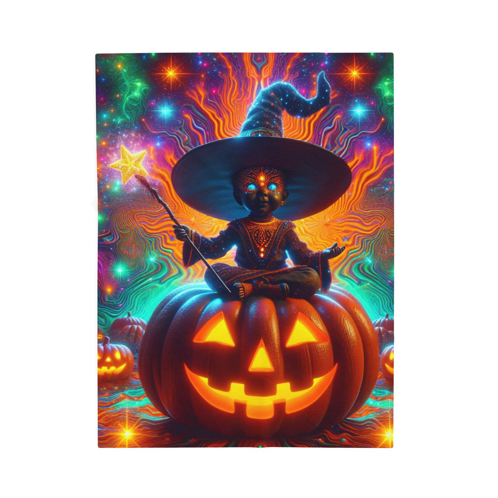 Halloween Witch Blanket, Spooky Pumpkin Throw, Cozy Fall Bedding, Vibrant Halloween Decor, Witchy Home Gift, Soft Fleece Blanket