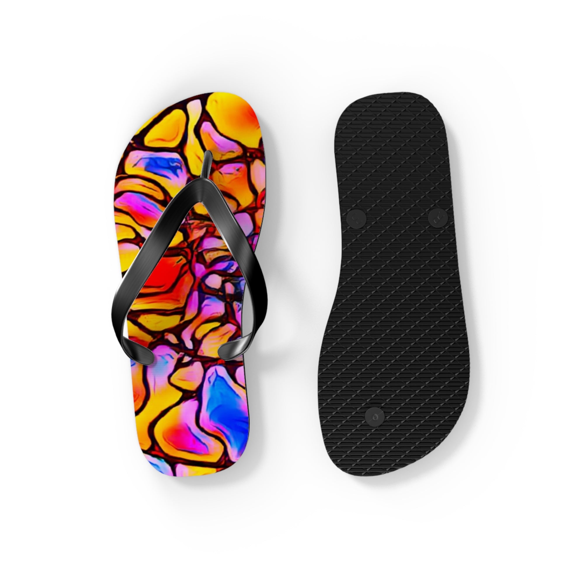 Vibrant Artistic Flip Flops | Colorful Summer Beach Sandals