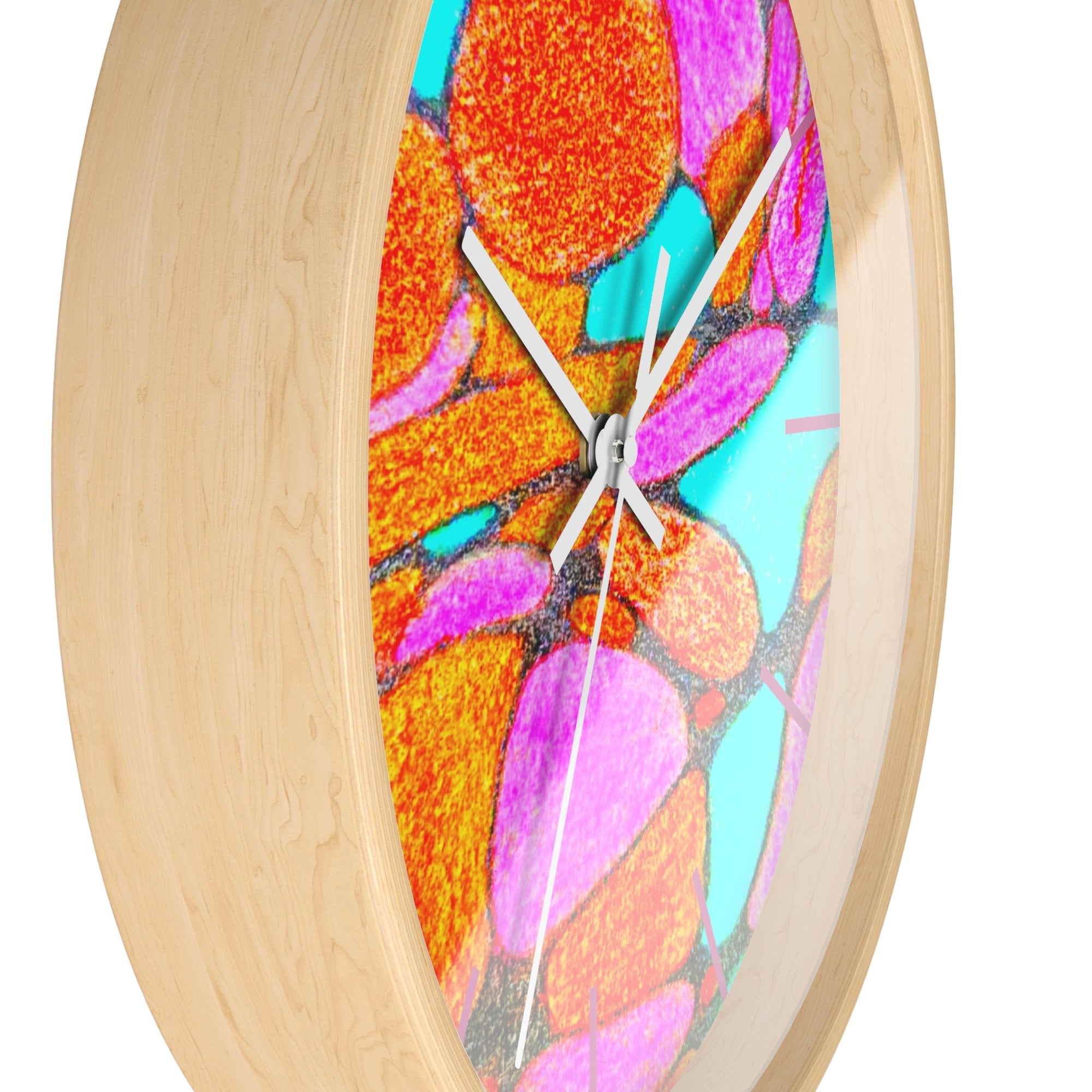 Abstract Pink Orange Teal Wall Clock | Modern Geometric Pop Art Decor | Silent Unique Gift