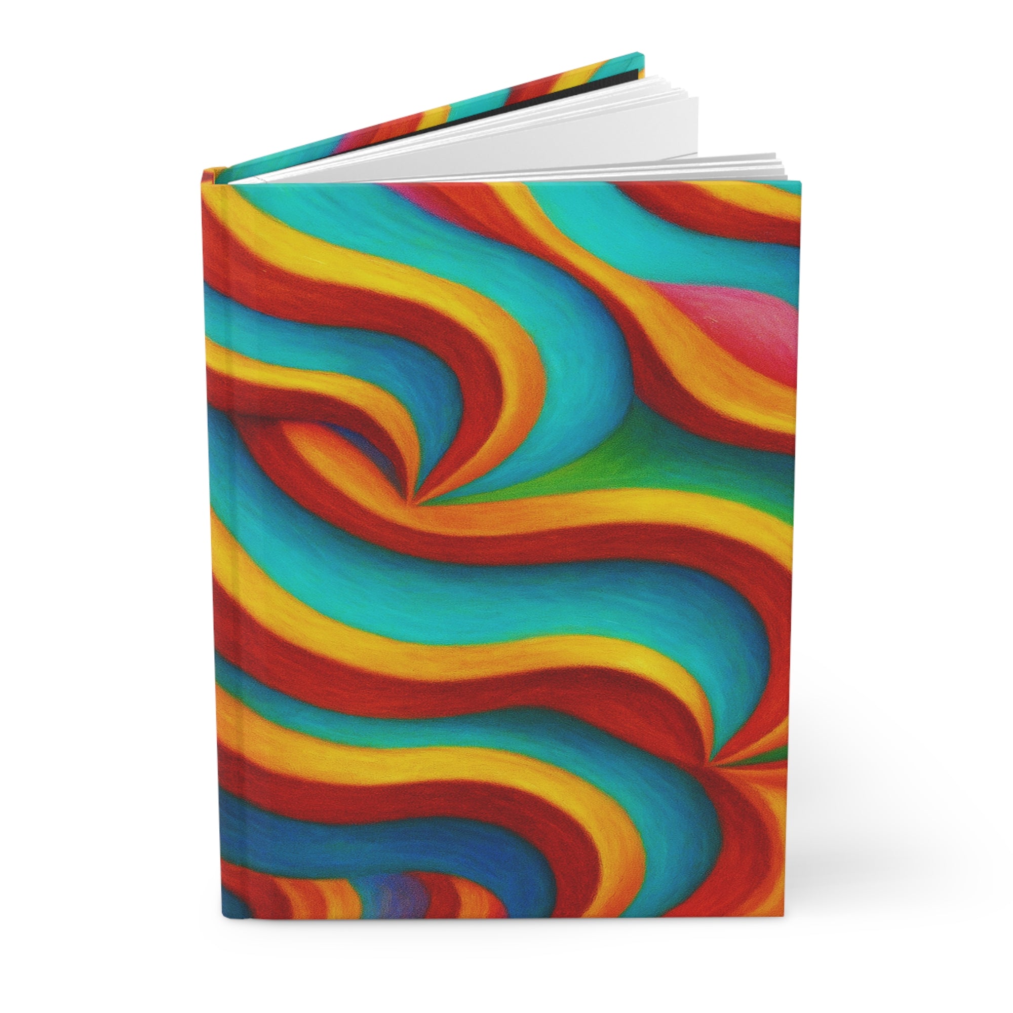 Rainbow Swirl Abstract Hardcover Journal | Colorful Wave Pattern Matte