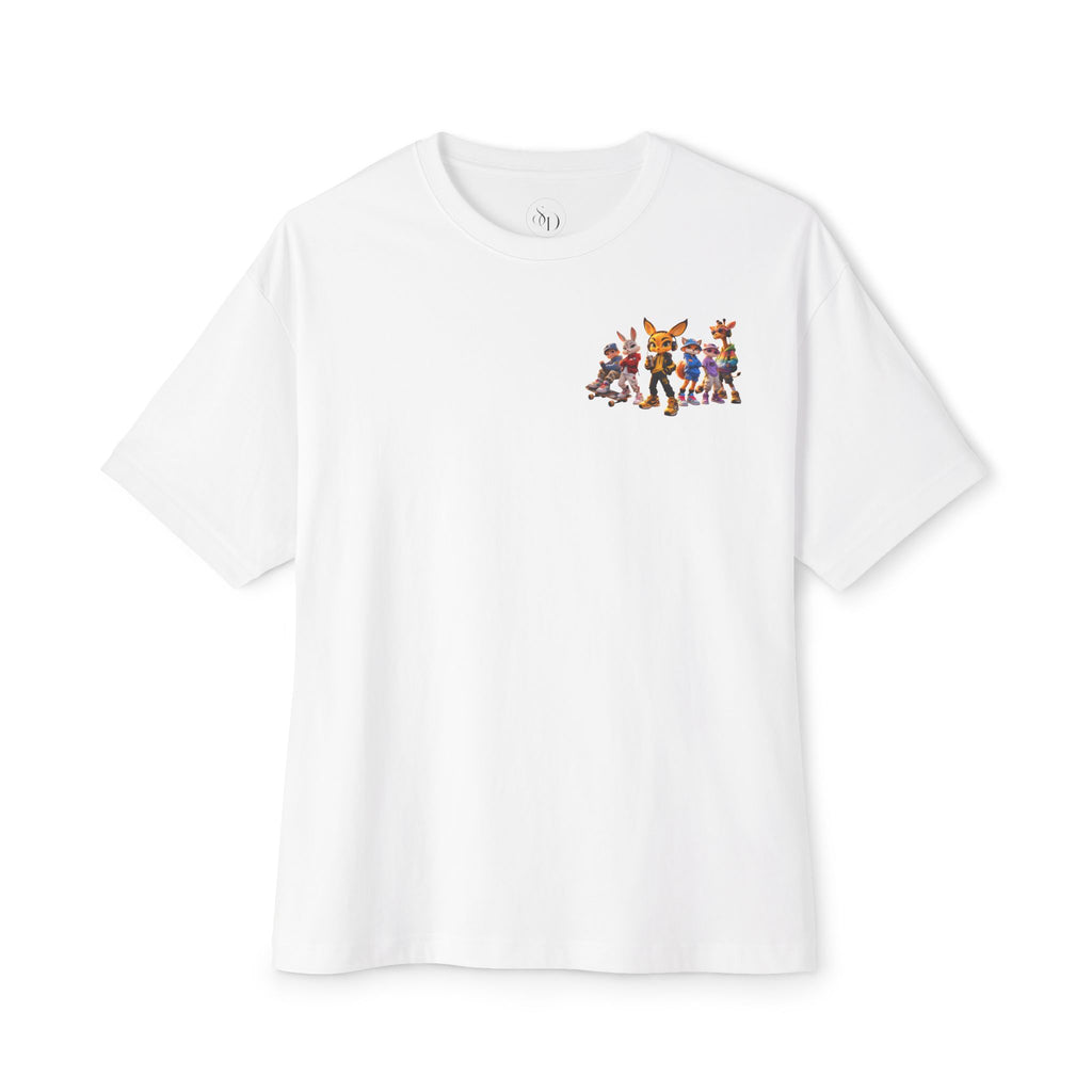 Anthropomorphic Street Crew Tee — Cartoon Fox & Friends Graphic T‑Shirt