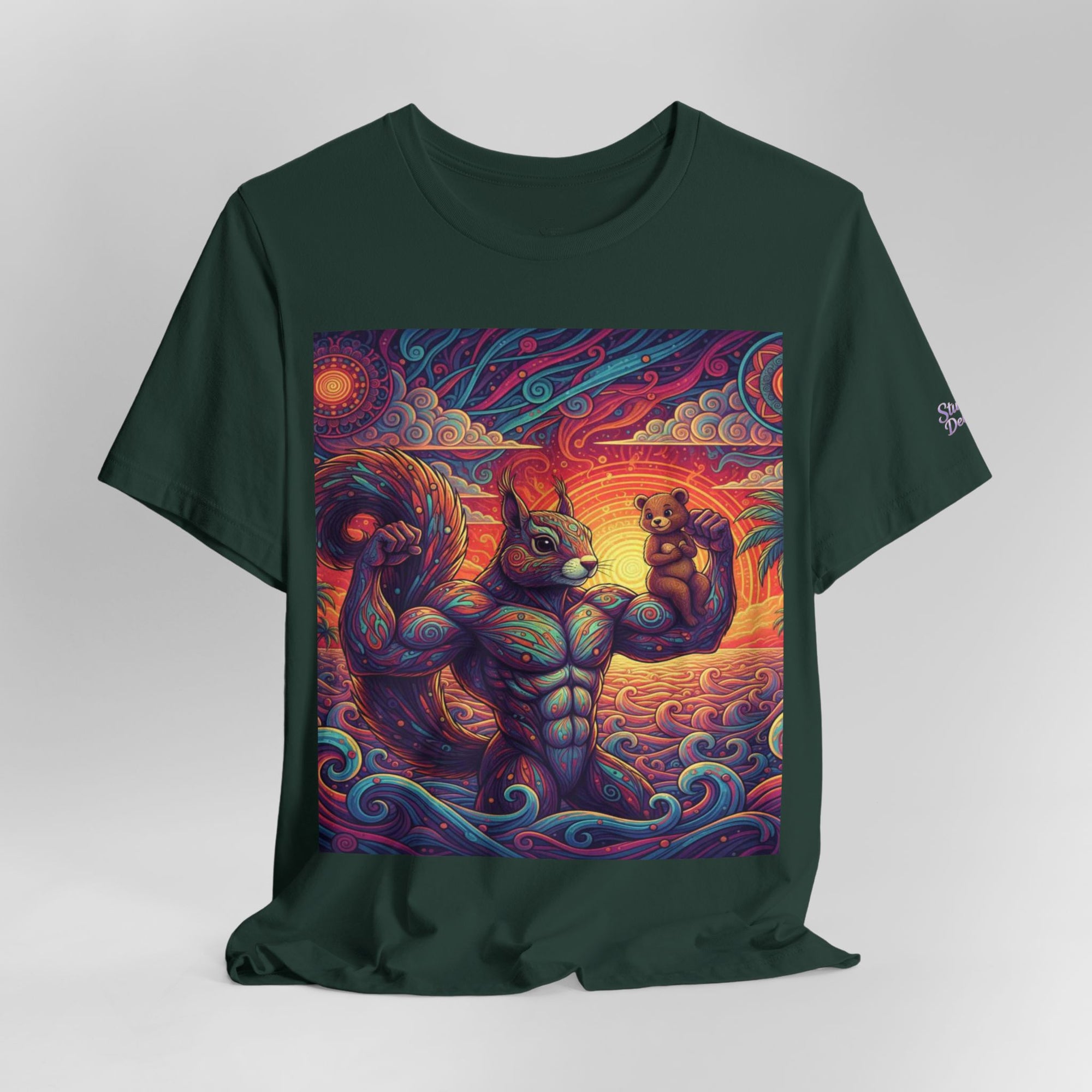 Muscular Squirrel Warrior T-Shirt | Fantasy Animal Design | Colorful Unisex Graphic Shirt
