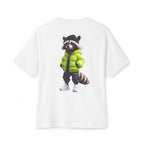 Raccoon Streetwear Tee — Cool Green Puffer Jacket Graphic Shirt