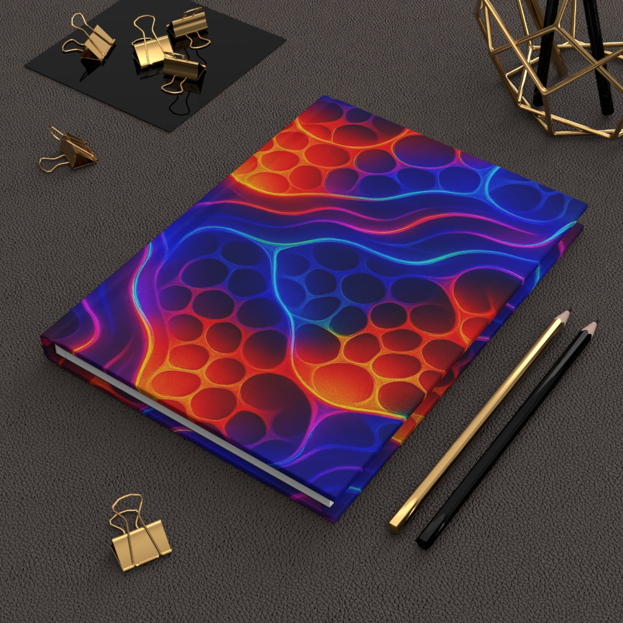 Neon Wave Abstract Notebook | Colorful Aesthetic Journal Hardcover