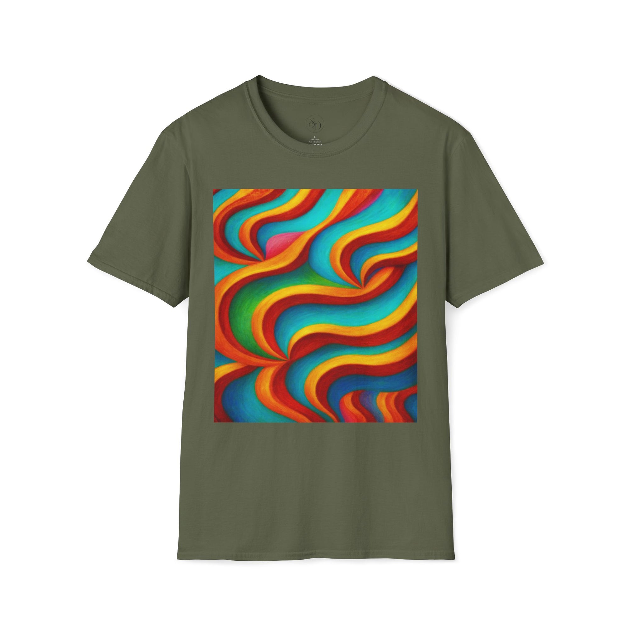 Psychedelic Rainbow Wave T-Shirt | Vibrant Neuro-Art Unisex Tee