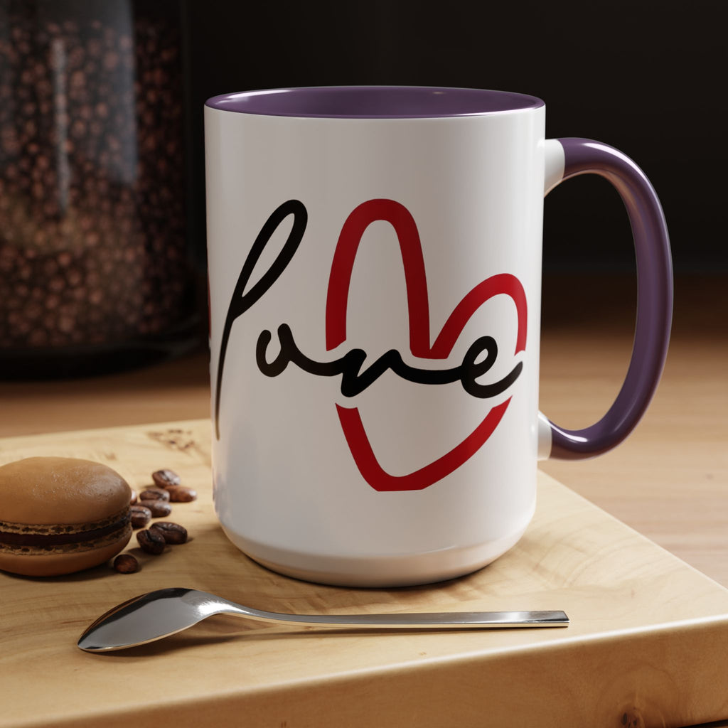Romantic Love Mug | Heart Script Coffee Cup