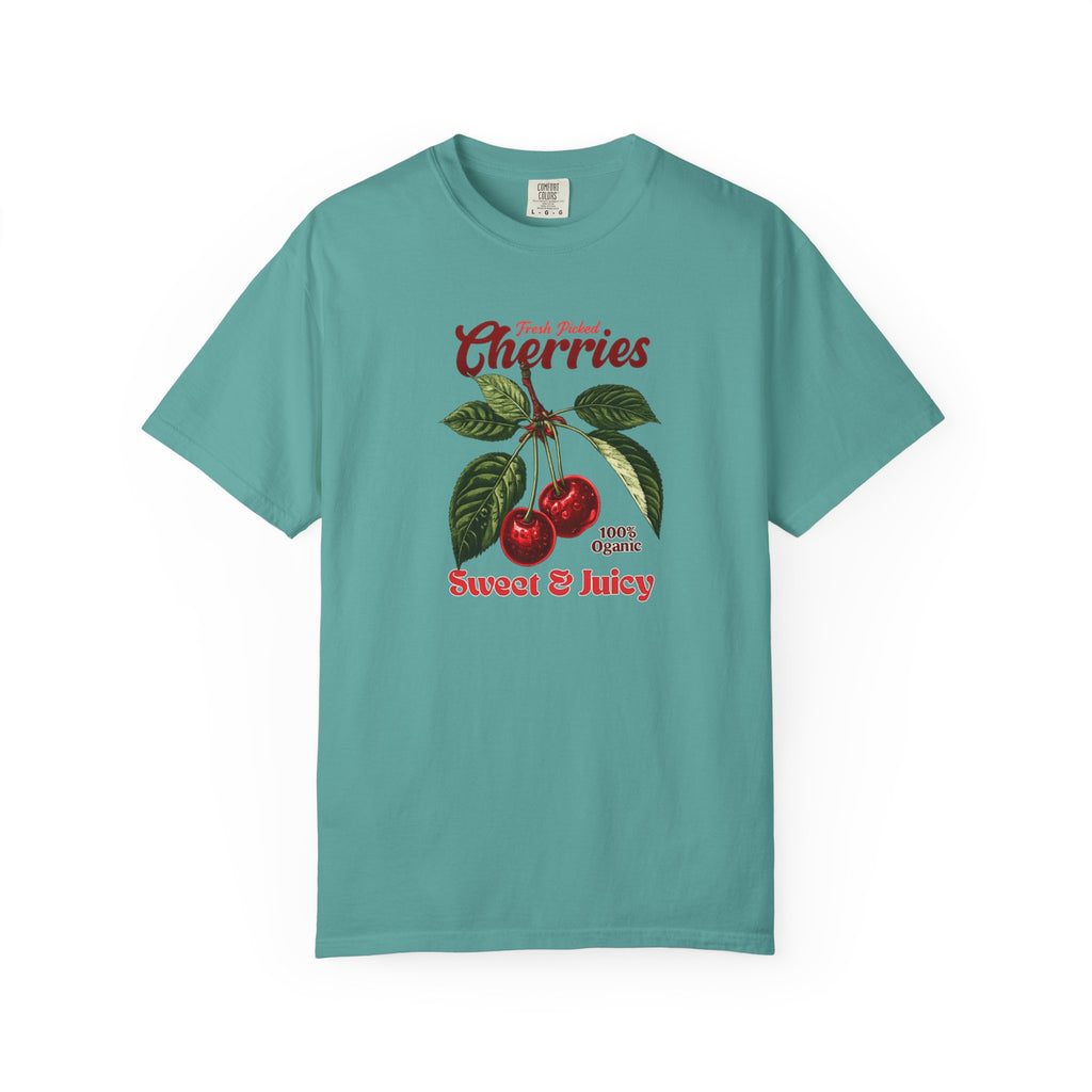 Cherry Vintage Tee — "Fresh Picked Cherries: Sweet & Juicy" Graphic T-Shirt
